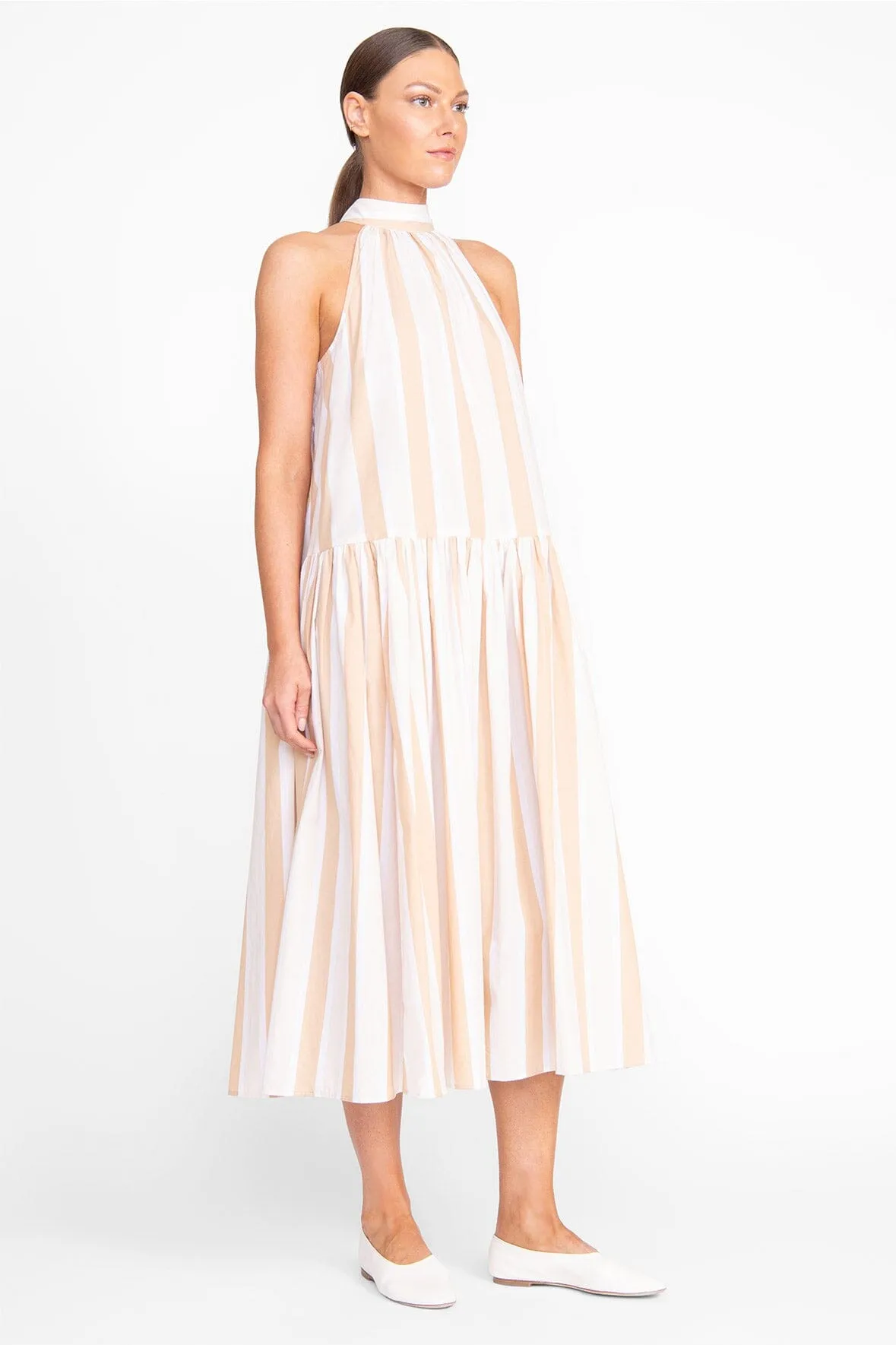 MIDI MARLOWE DRESS | SAND STRIPE sold by STAUD product image thumbnail 2