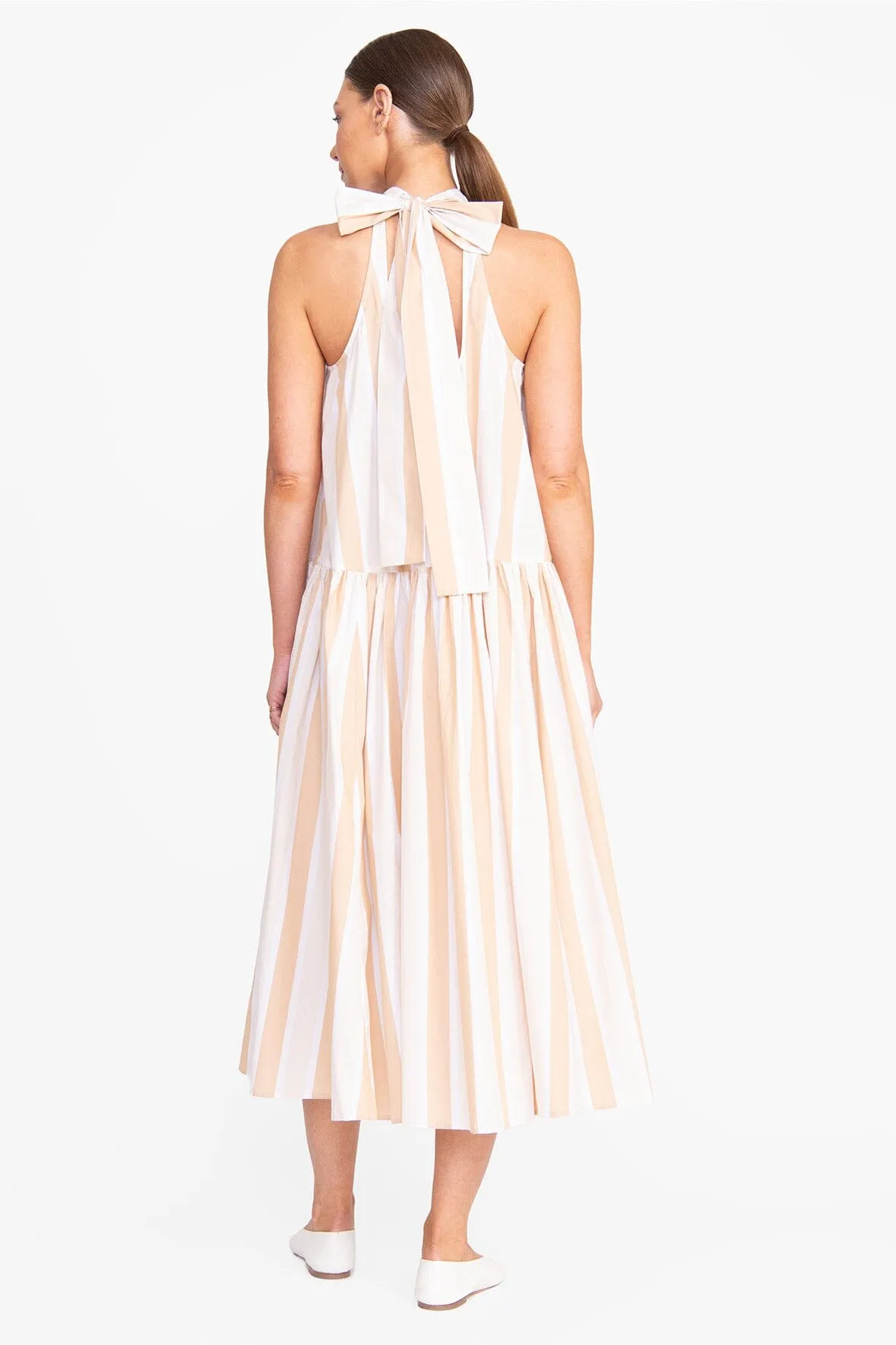 MIDI MARLOWE DRESS | SAND STRIPE sold by STAUD product image thumbnail 3