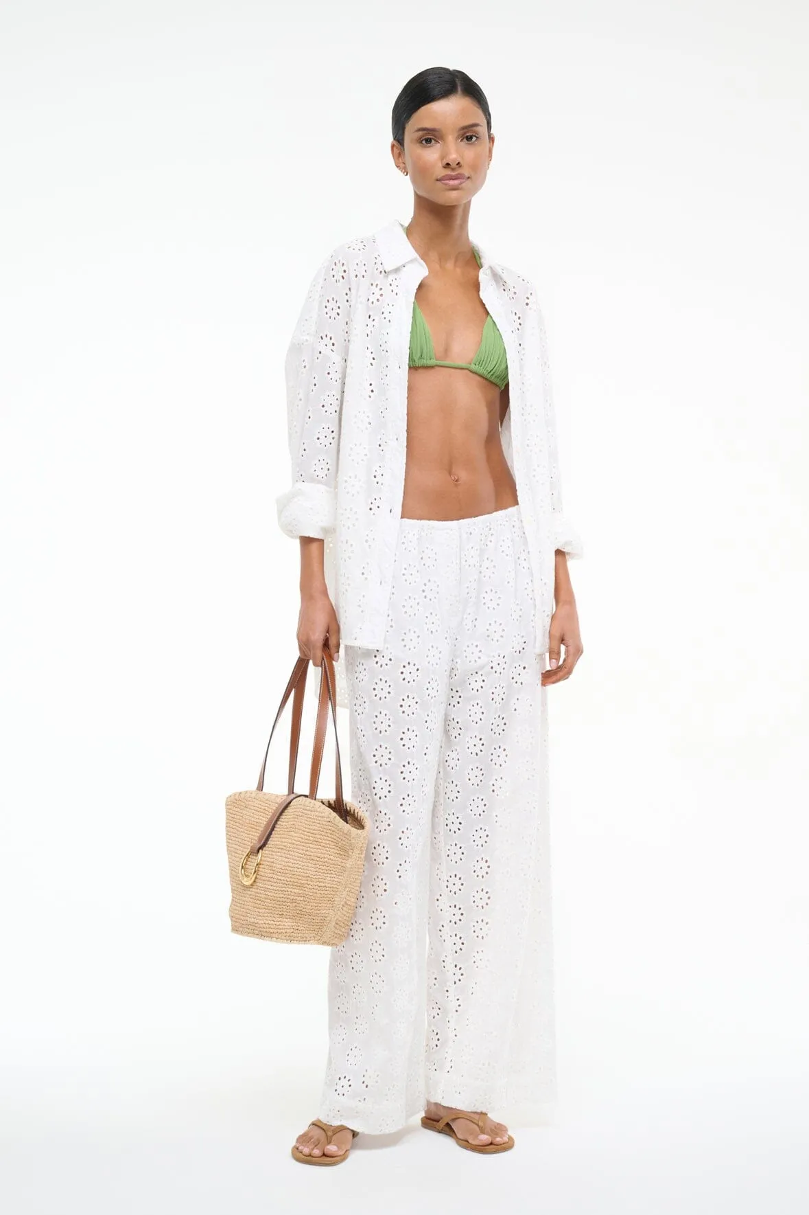 BONFIRE PANT | WHITE EYELET sold by STAUD