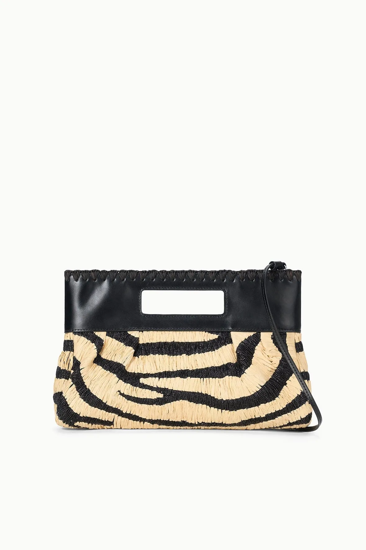 LENA CLUTCH | ZEBRA RAFFIA sold by STAUD