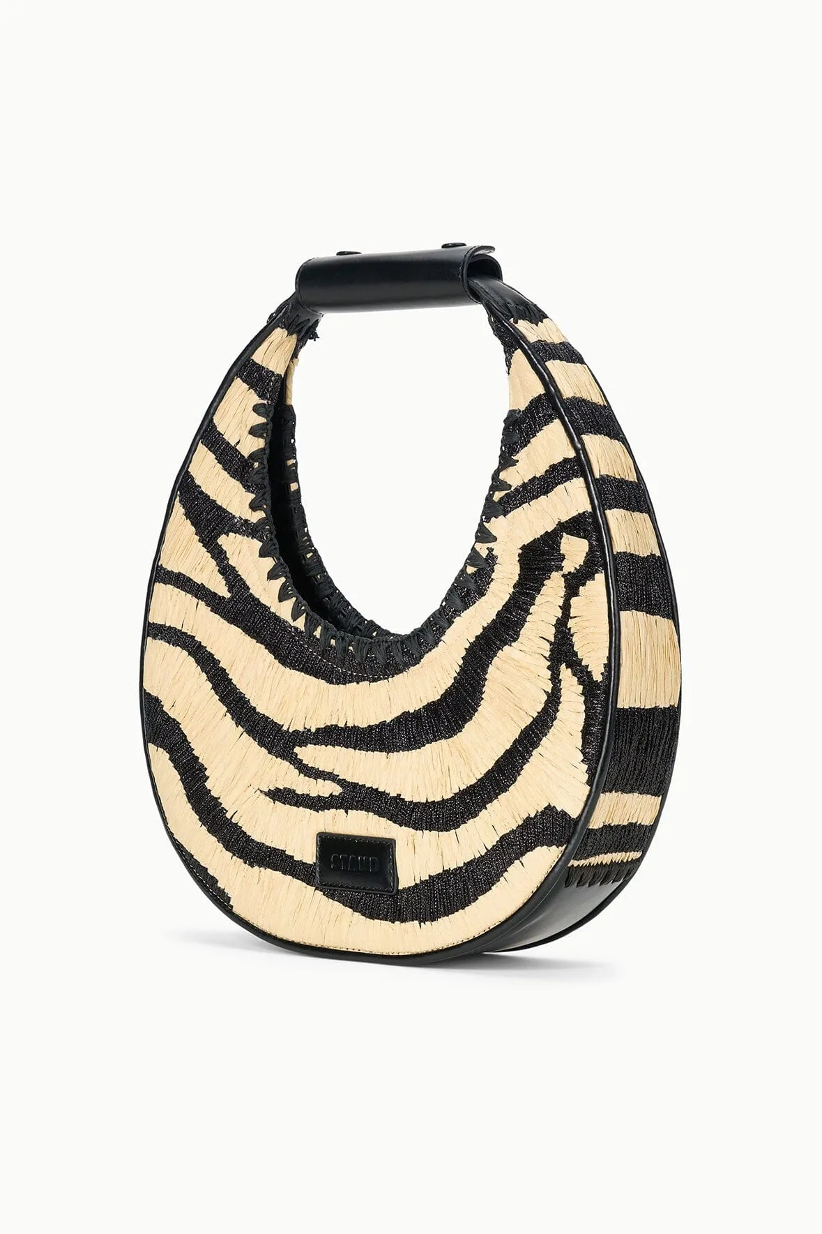 MOON RAFFIA BAG | ZEBRA RAFFIA sold by STAUD product image thumbnail 2