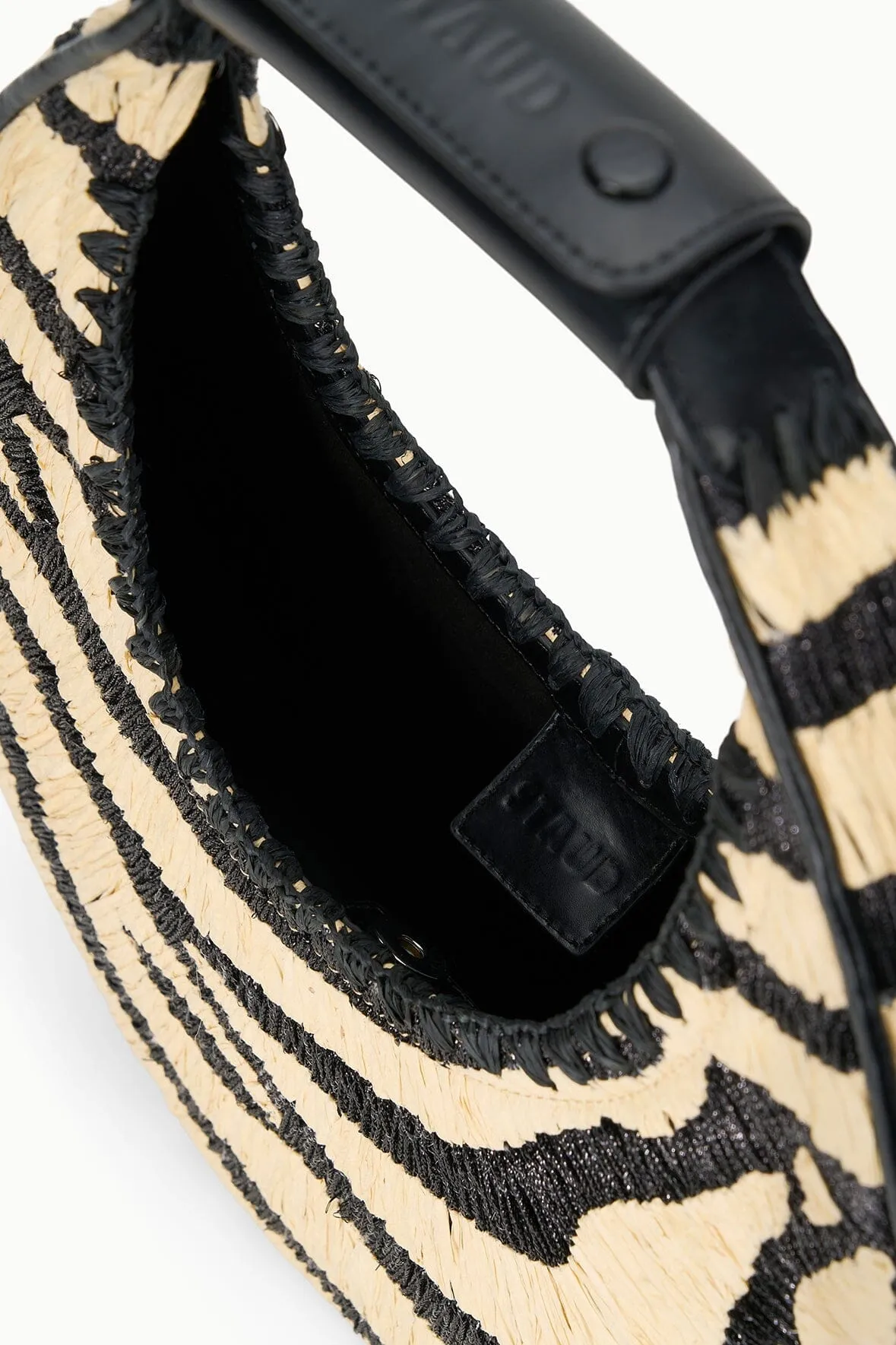 MOON RAFFIA BAG | ZEBRA RAFFIA sold by STAUD product image thumbnail 4