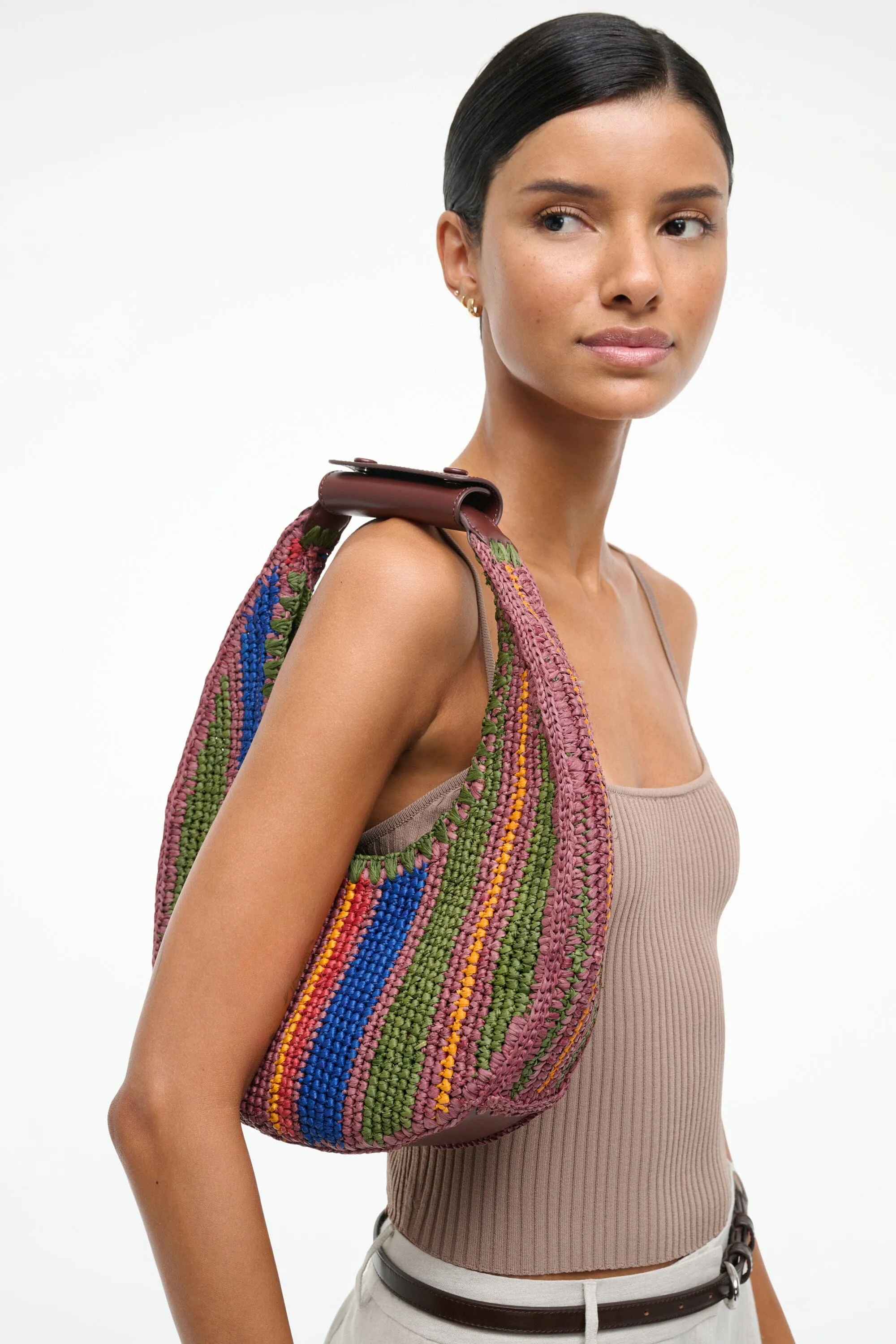 MOON RAFFIA BAG | JUNGLE STRIPE RAFFIA sold by STAUD product image thumbnail 4