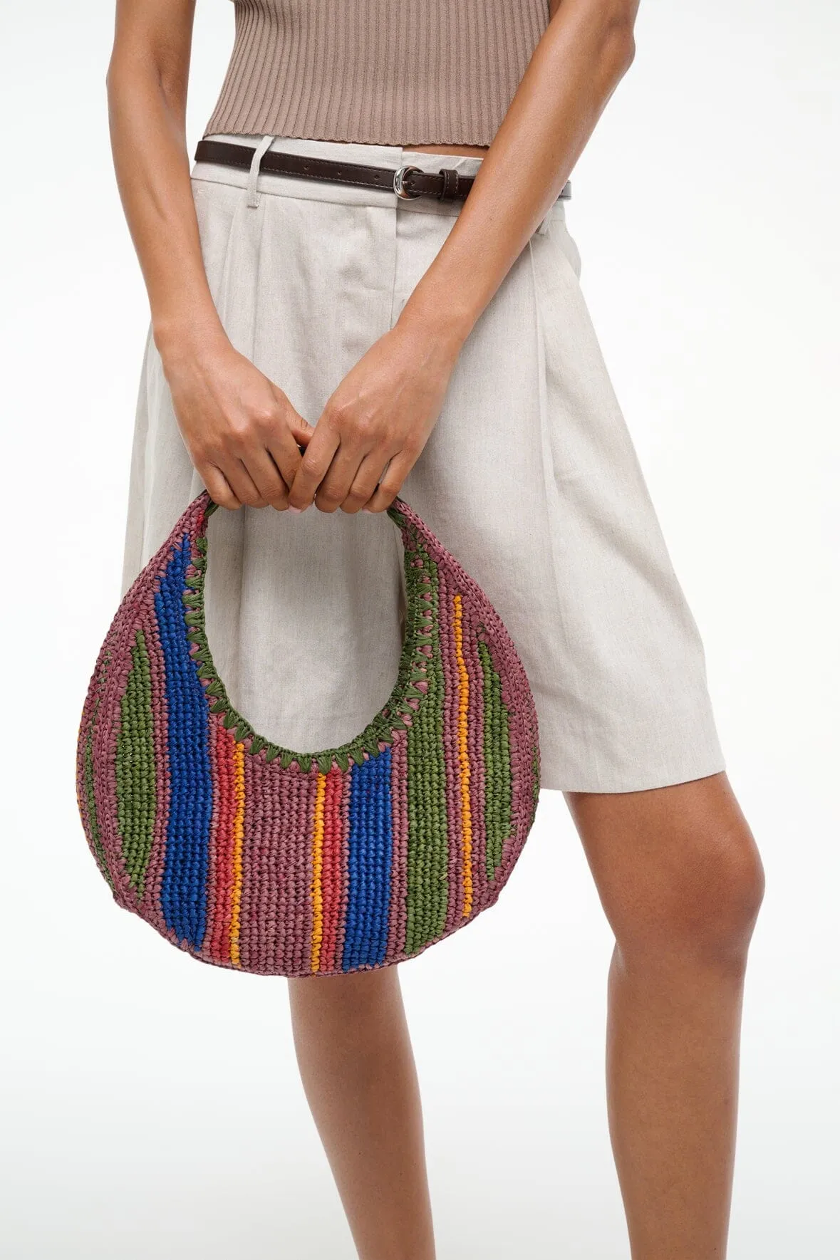 MOON RAFFIA BAG | JUNGLE STRIPE RAFFIA sold by STAUD product image thumbnail 2