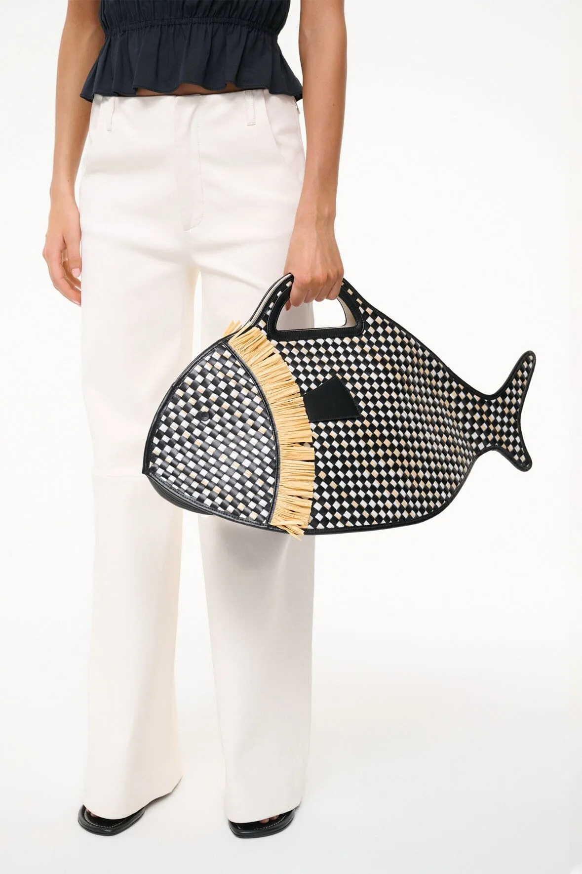 CLEO FISH BASKET TOTE | BLACK NATURAL sold by STAUD product image thumbnail 2