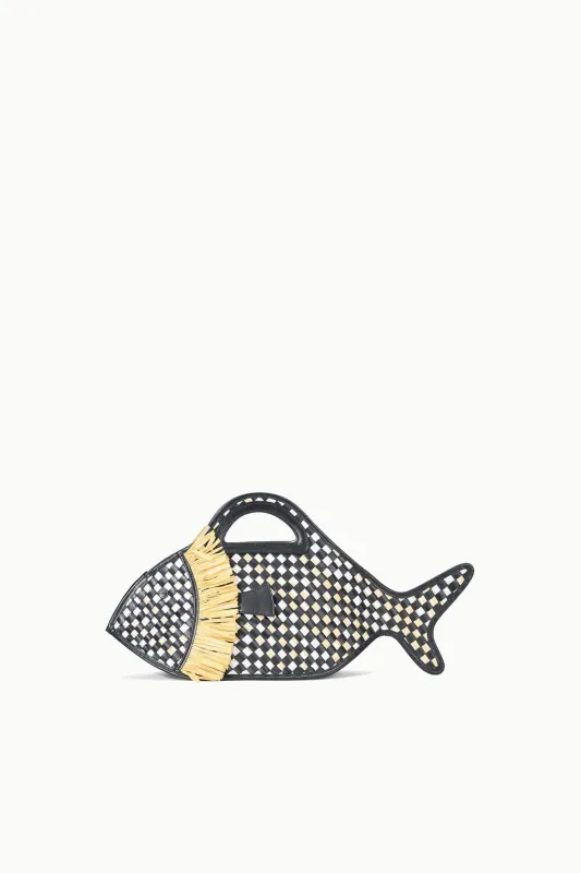 CLEO FISH BASKET BAG | BLACK NATURAL sold by STAUD