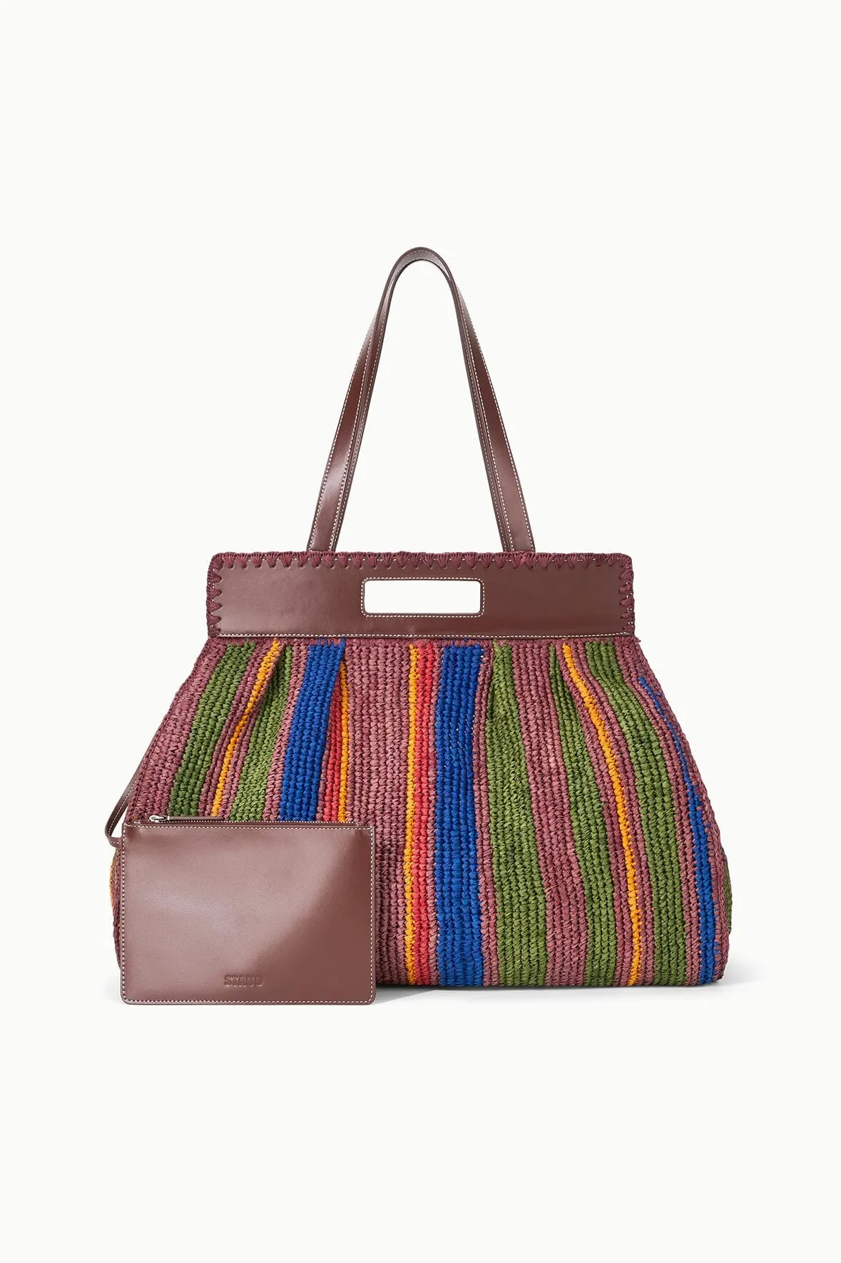 RUE TOTE BAG | JUNGLE STRIPE RAFFIA sold by STAUD product image thumbnail 3