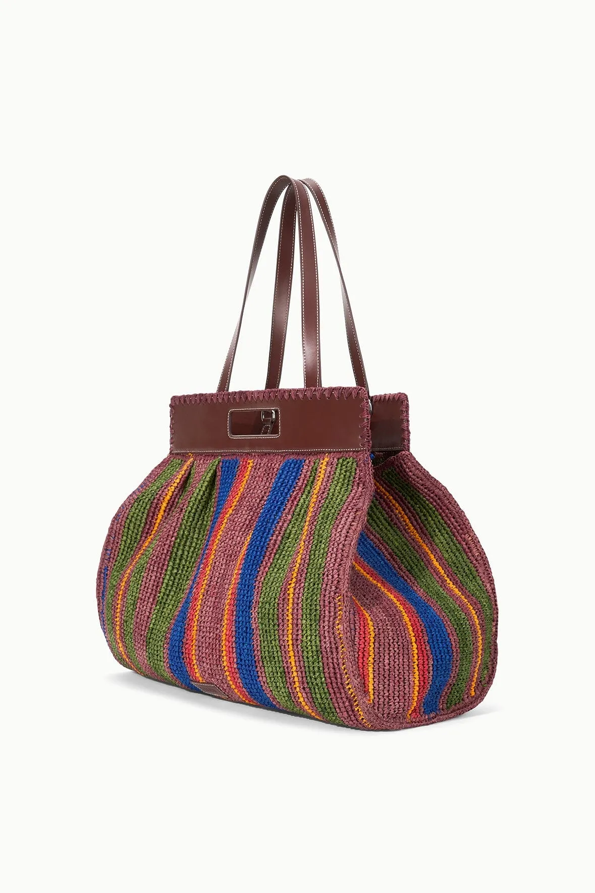 RUE TOTE BAG | JUNGLE STRIPE RAFFIA sold by STAUD product image thumbnail 5
