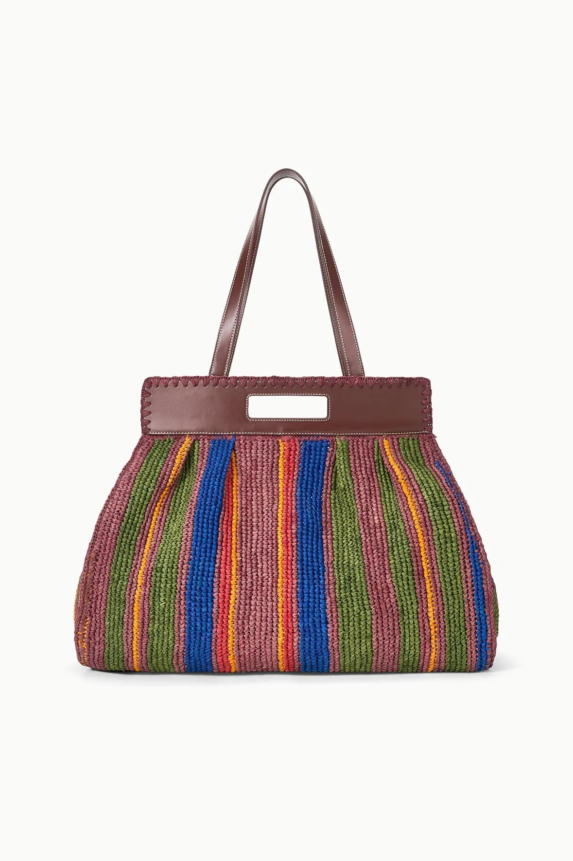 RUE TOTE BAG | JUNGLE STRIPE RAFFIA sold by STAUD