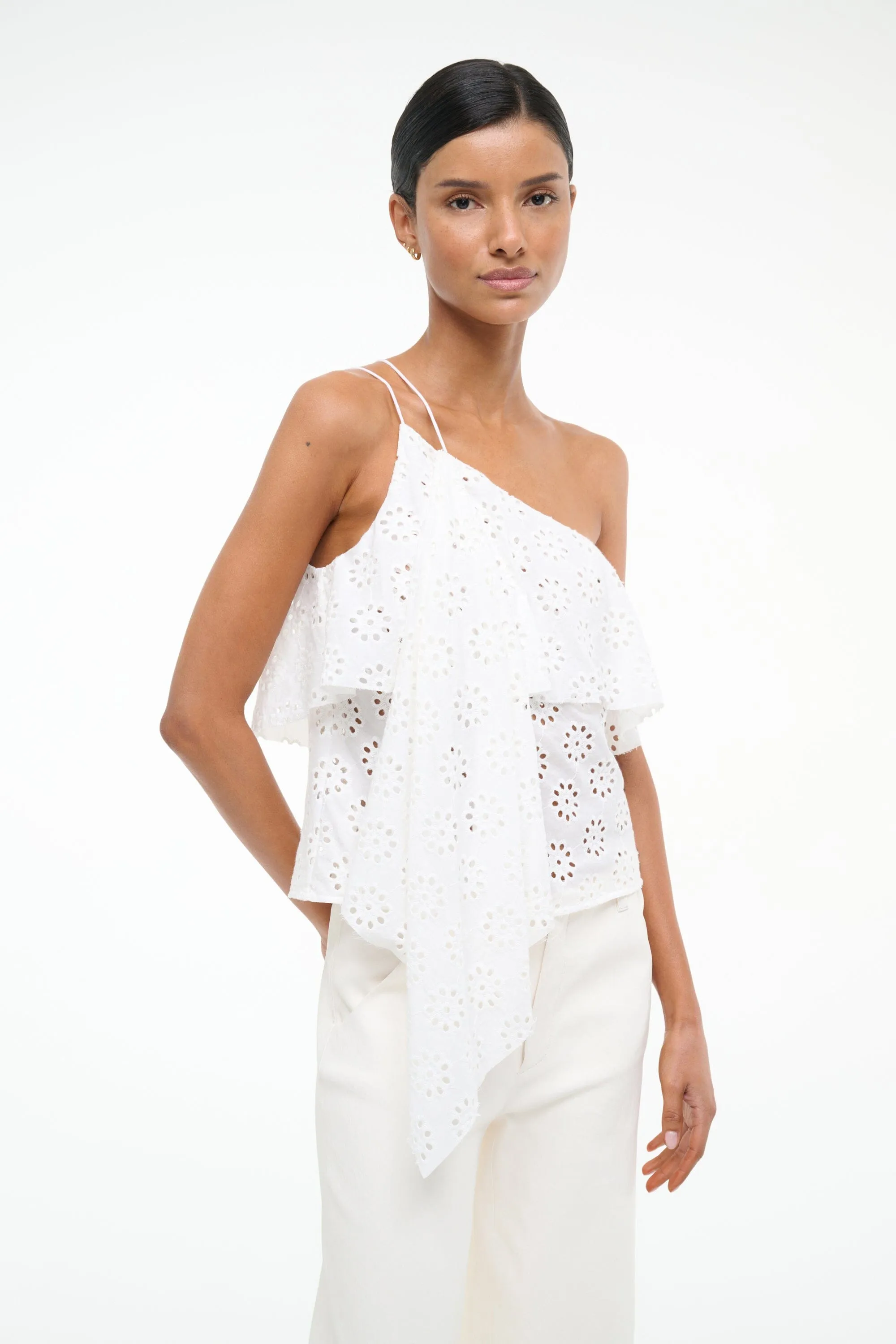 ISA TOP | WHITE EYELET sold by STAUD