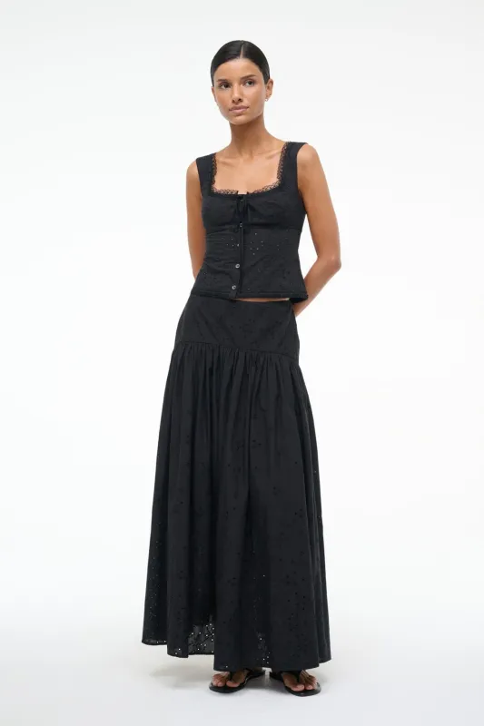 LOU TOP | BLACK EYELET sold by STAUD