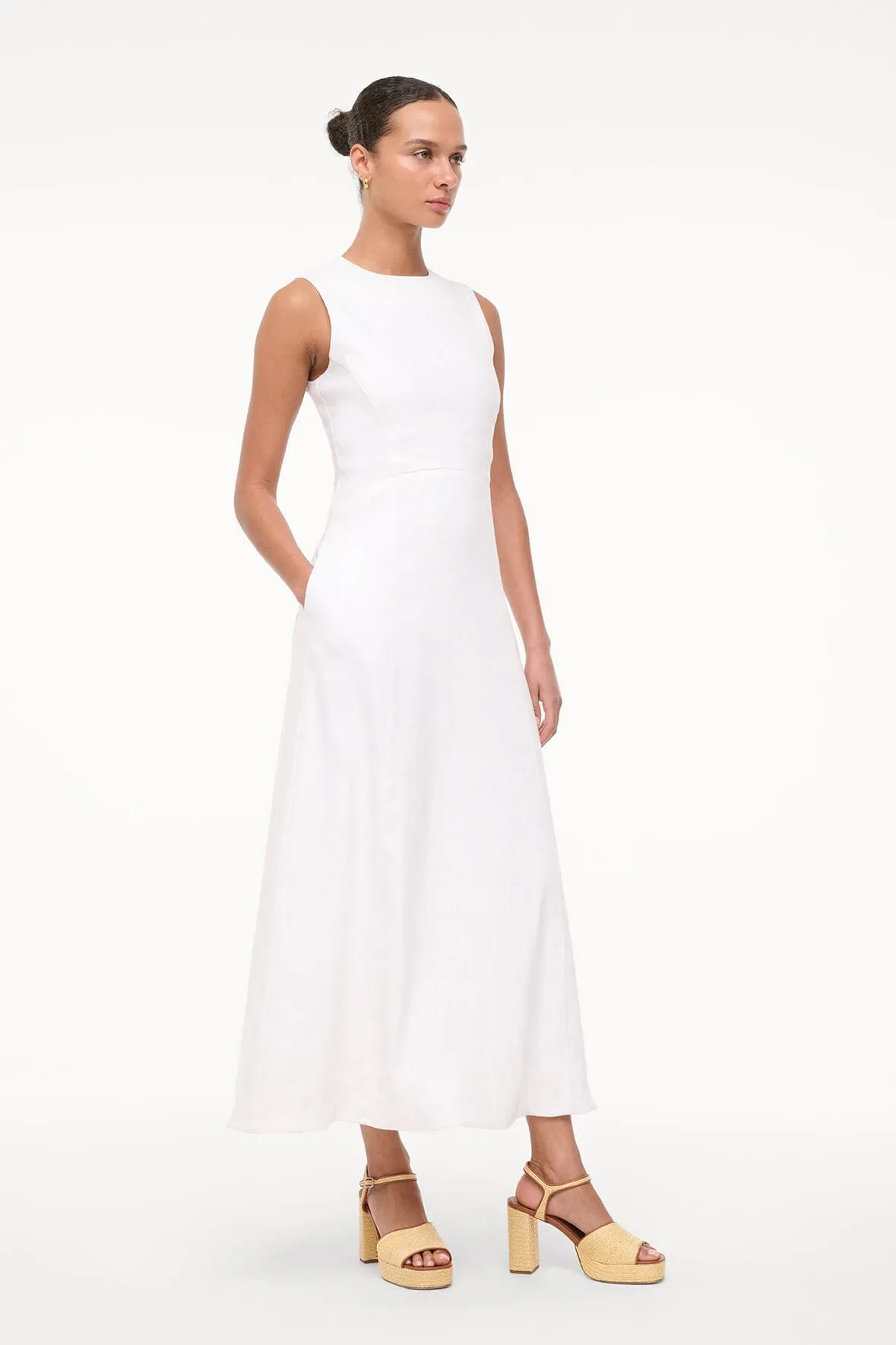 MARTINE LINEN DRESS | WHITE sold by STAUD product image thumbnail 2