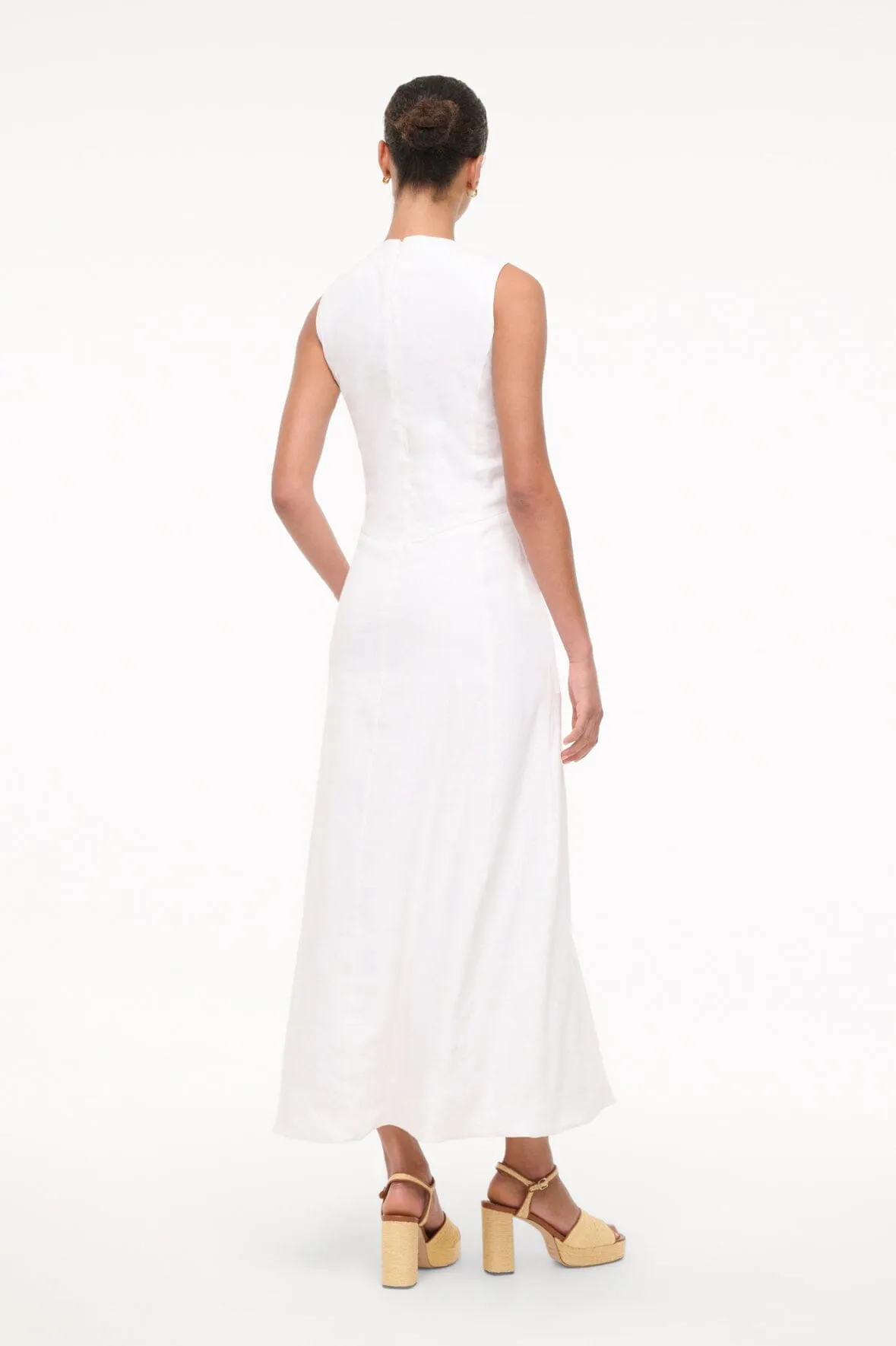 MARTINE LINEN DRESS | WHITE sold by STAUD product image thumbnail 3