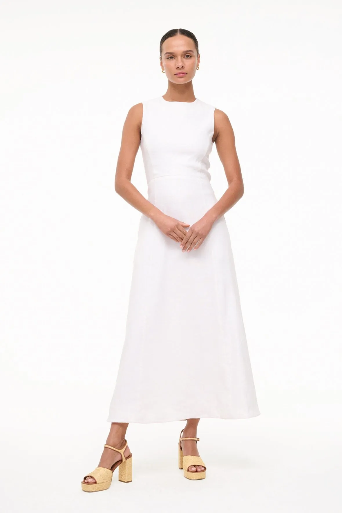 MARTINE LINEN DRESS | WHITE sold by STAUD