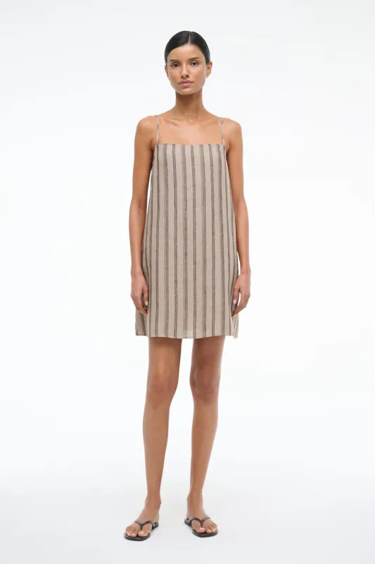 LAURA LINEN MINI DRESS | SAHARA STRIPE sold by STAUD