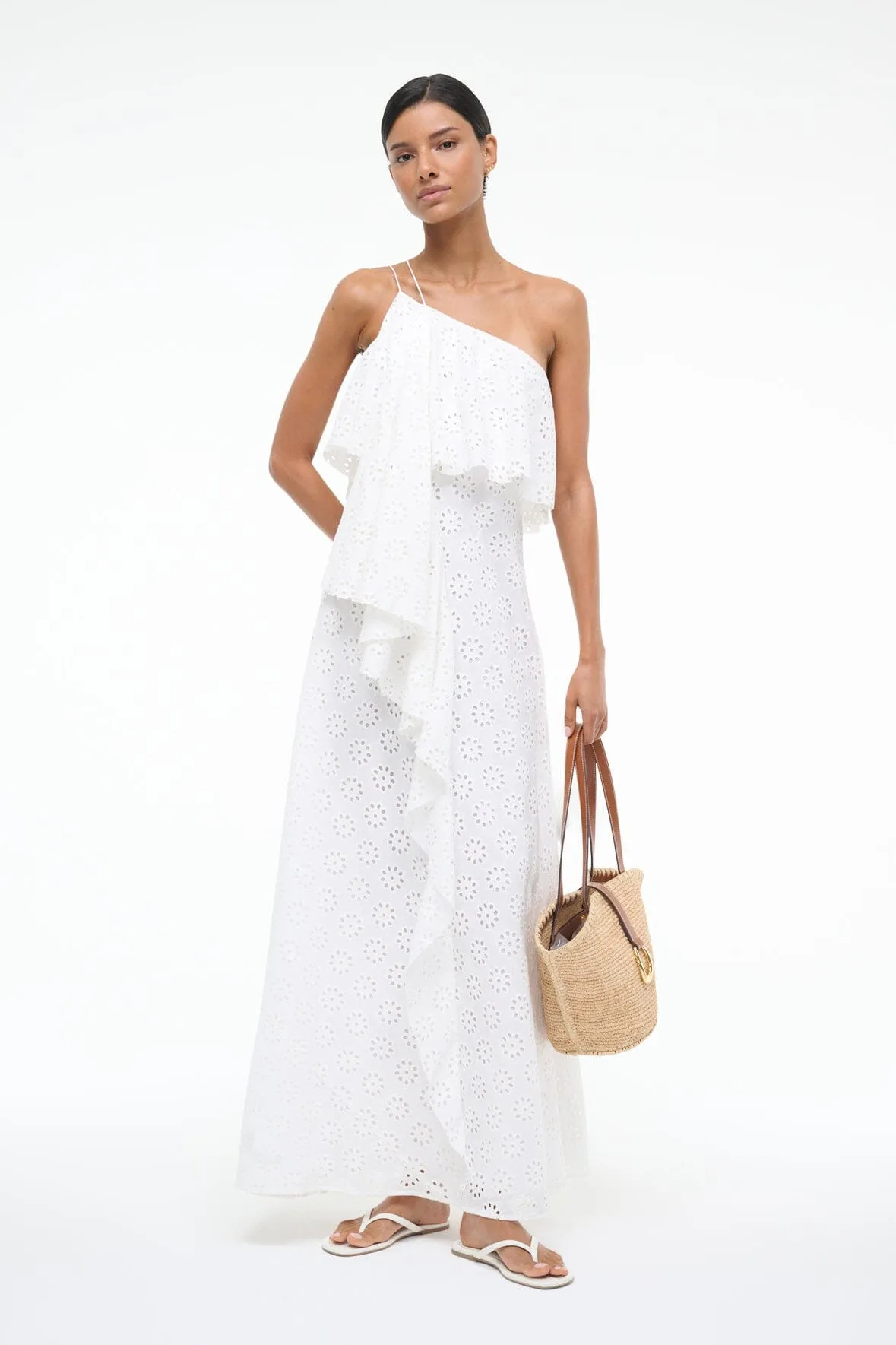 ISA DRESS | WHITE EYELET sold by STAUD