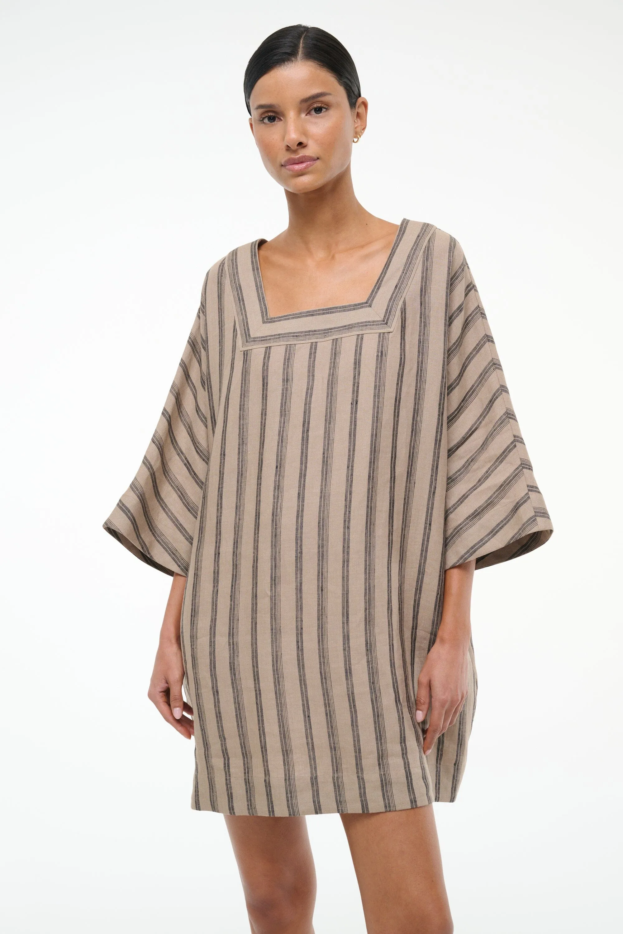MANUELA LINEN DRESS | SAHARA STRIPE sold by STAUD product image thumbnail 5