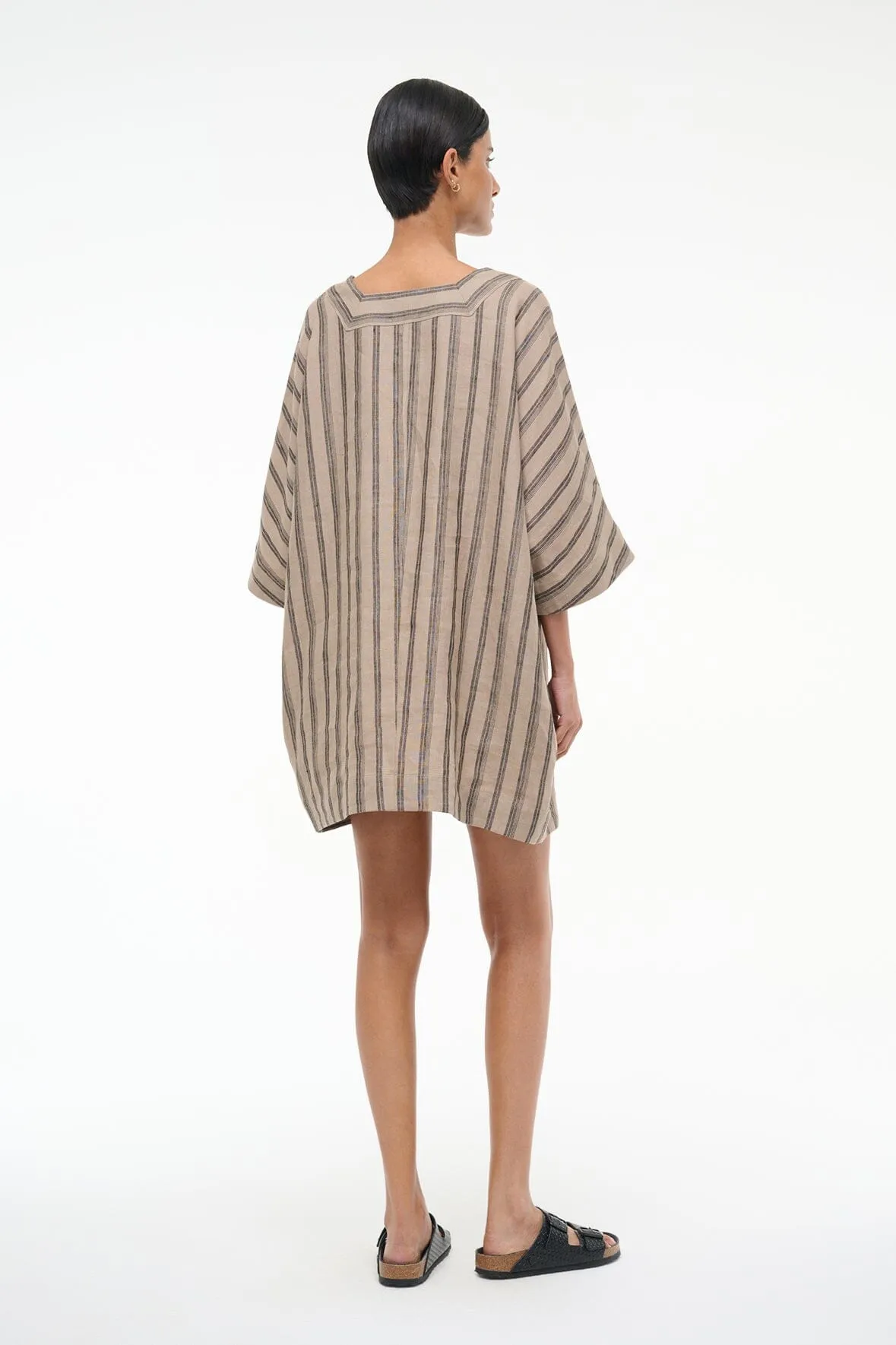 MANUELA LINEN DRESS | SAHARA STRIPE sold by STAUD product image thumbnail 4