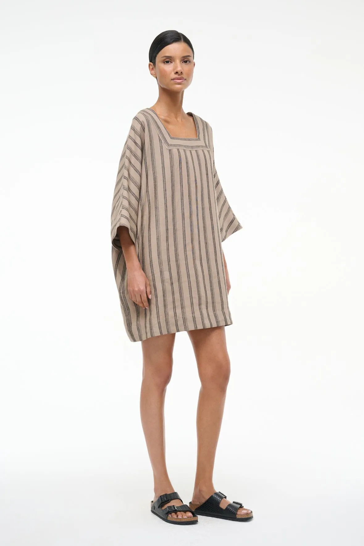 MANUELA LINEN DRESS | SAHARA STRIPE sold by STAUD product image thumbnail 3