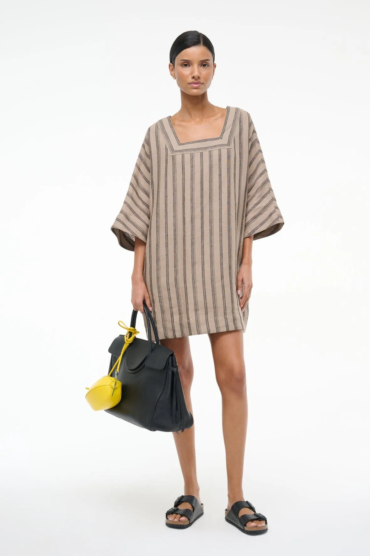 MANUELA LINEN DRESS | SAHARA STRIPE sold by STAUD