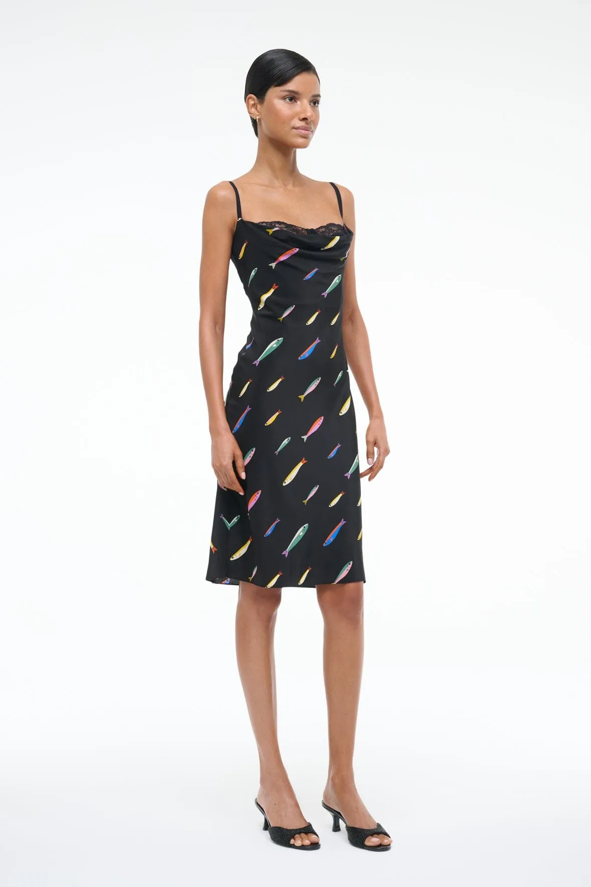 EVANGELINE SILK DRESS | POP SARDINES BLACK sold by STAUD product image thumbnail 4