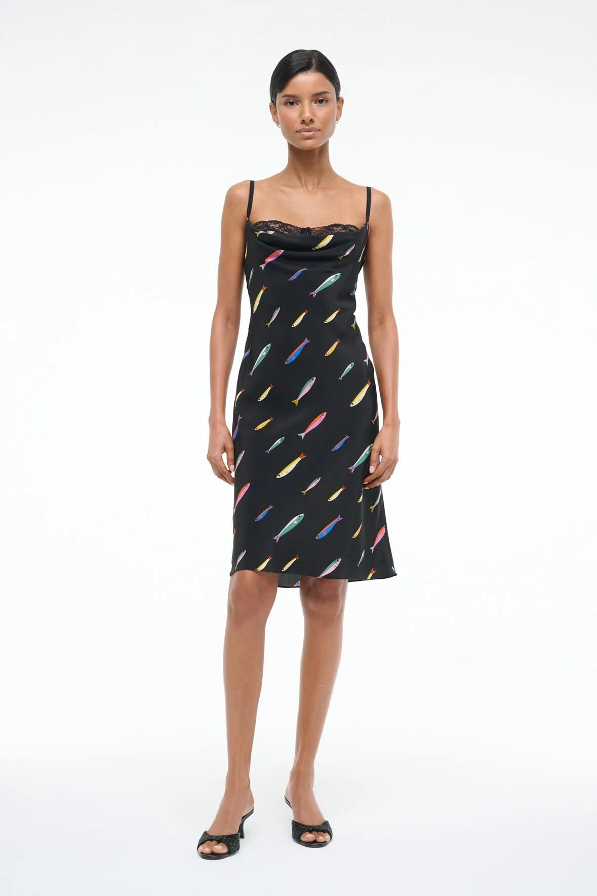 EVANGELINE SILK DRESS | POP SARDINES BLACK sold by STAUD product image thumbnail 3