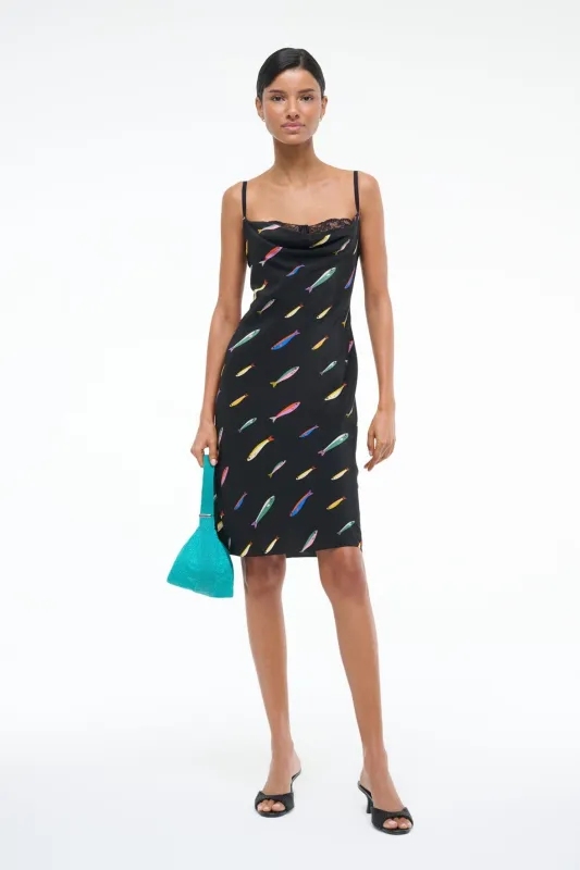 EVANGELINE SILK DRESS | POP SARDINES BLACK sold by STAUD