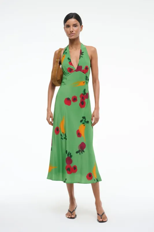LUCCA SILK DRESS | FARMERS MARKET LEAF sold by STAUD