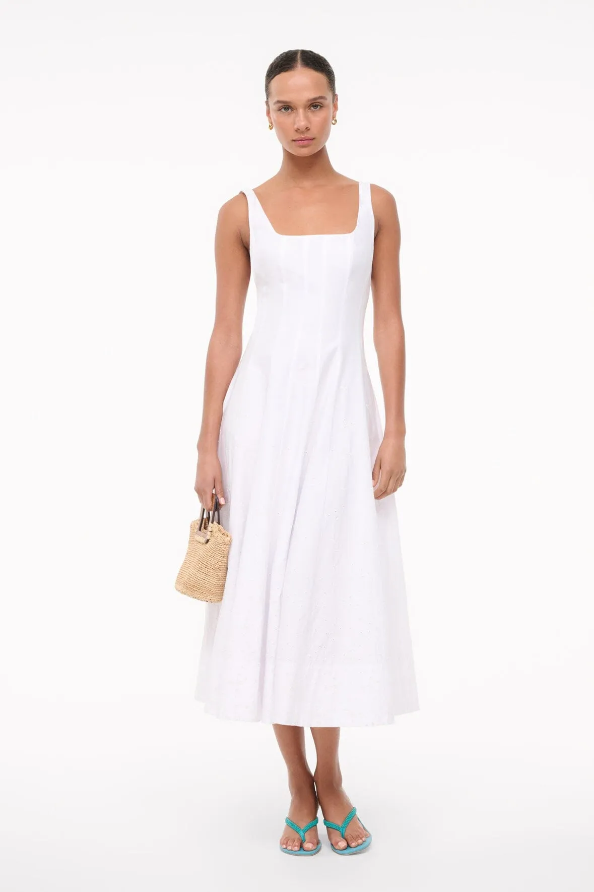 WELLS DRESS | WHITE EMBROIDERY sold by STAUD product image thumbnail 4