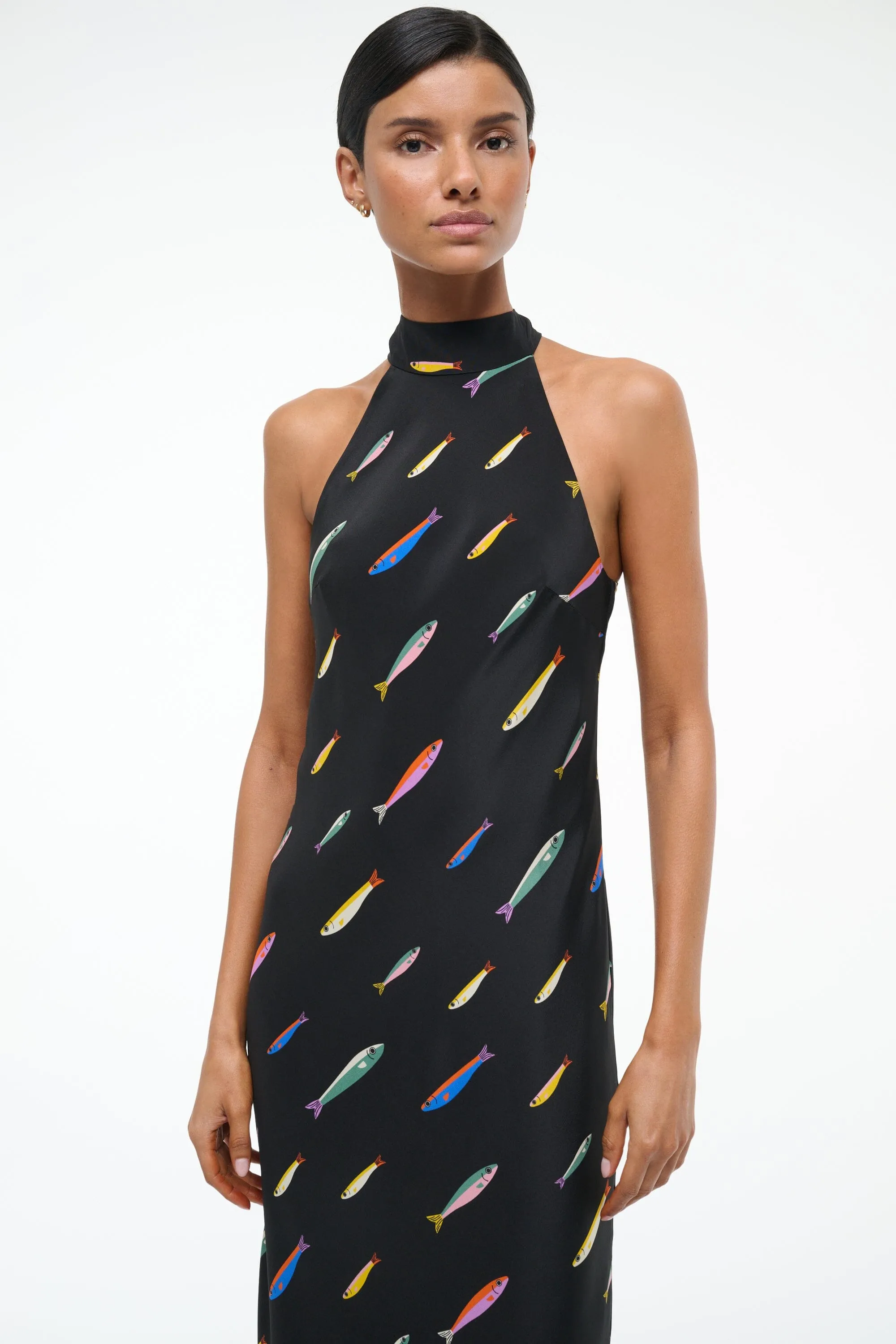 WINNIE SILK DRESS | POP SARDINES BLACK sold by STAUD product image thumbnail 2
