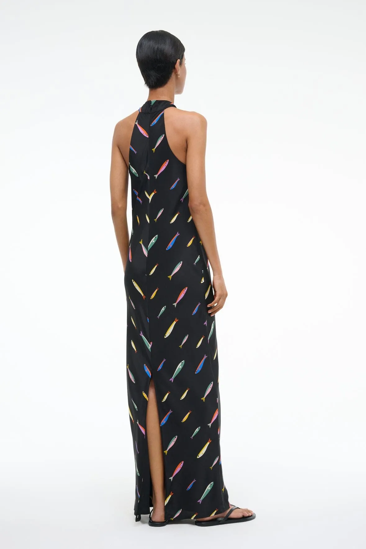 WINNIE SILK DRESS | POP SARDINES BLACK sold by STAUD product image thumbnail 3