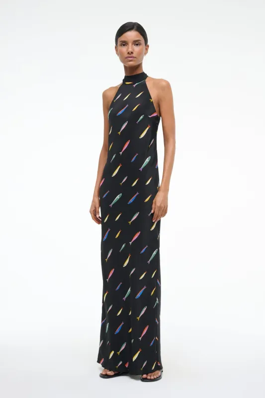 WINNIE SILK DRESS | POP SARDINES BLACK sold by STAUD