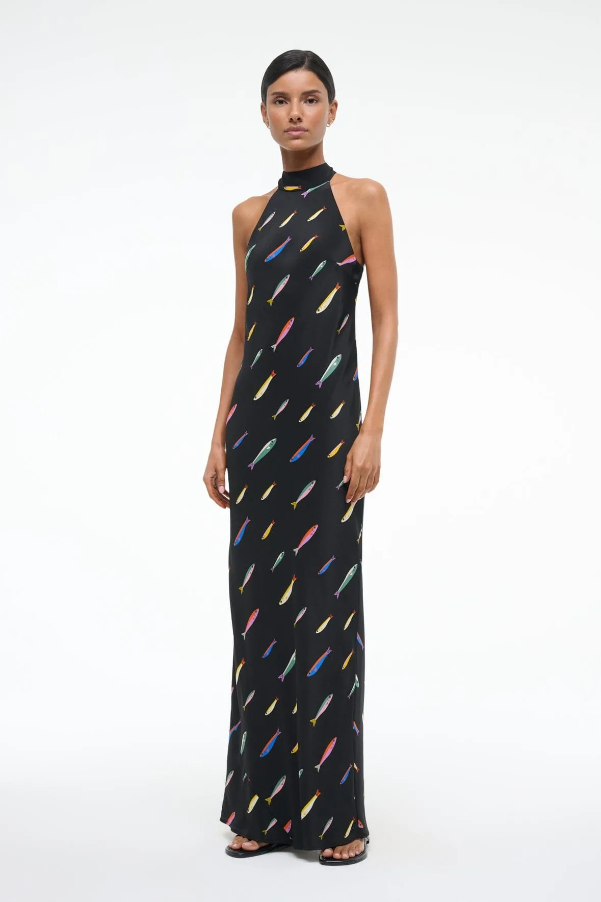 WINNIE SILK DRESS | POP SARDINES BLACK sold by STAUD