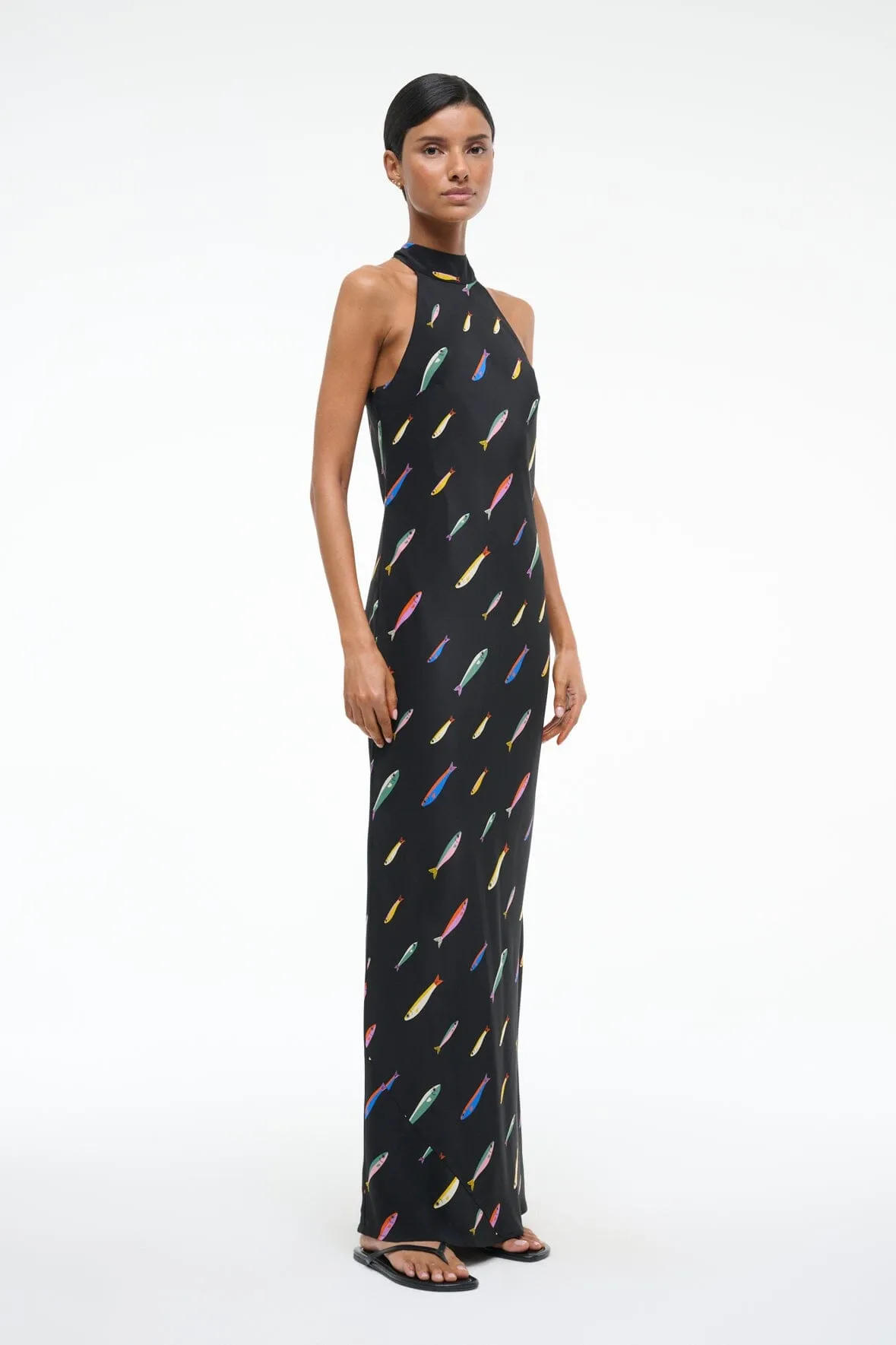WINNIE SILK DRESS | POP SARDINES BLACK sold by STAUD product image thumbnail 4