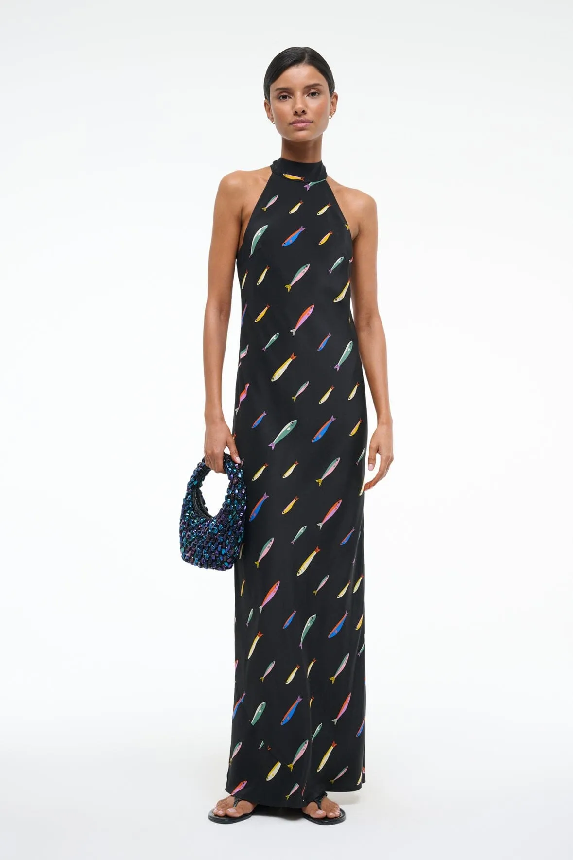 WINNIE SILK DRESS | POP SARDINES BLACK sold by STAUD product image thumbnail 5