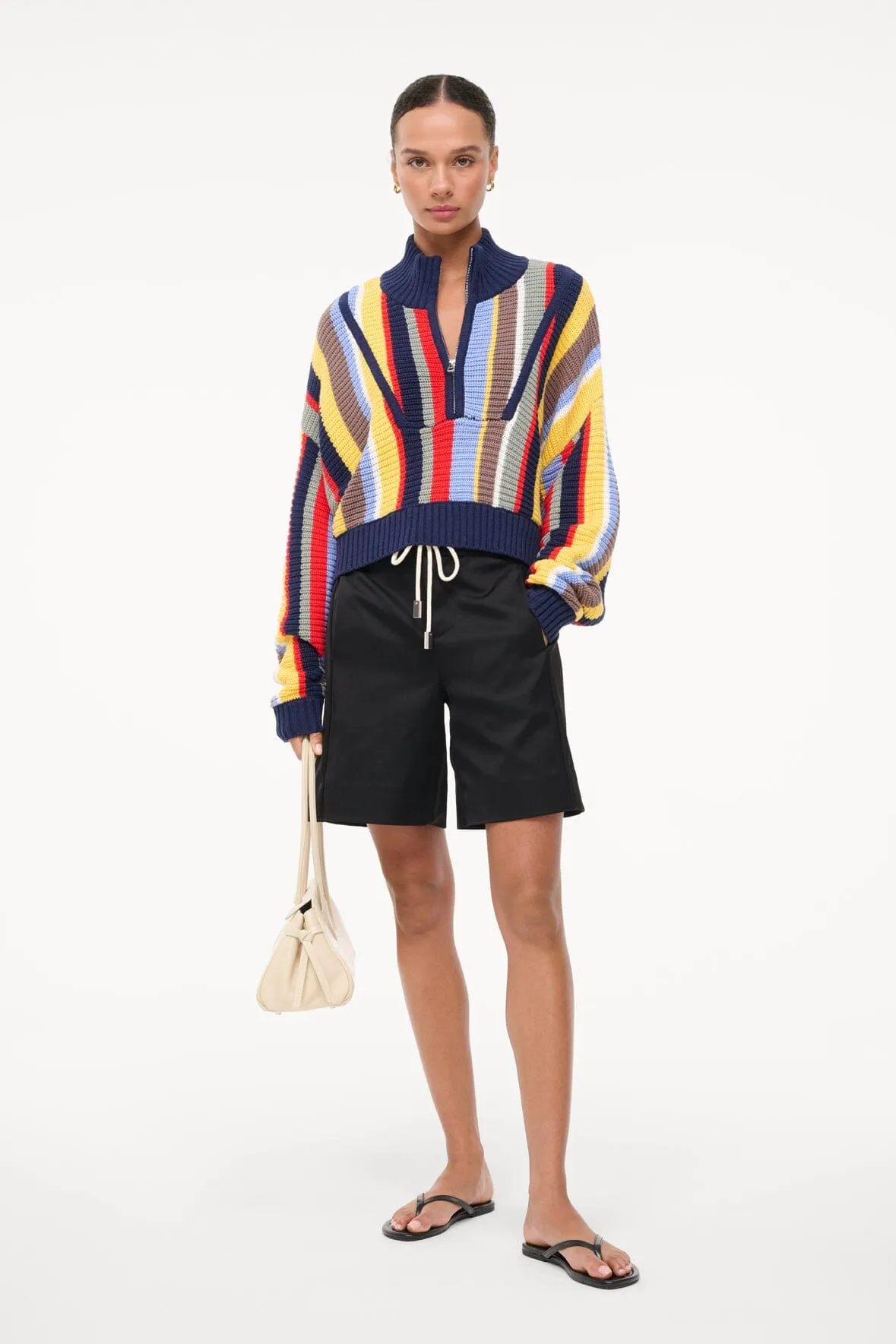 CROPPED HAMPTON SWEATER | MARKET STRIPE sold by STAUD