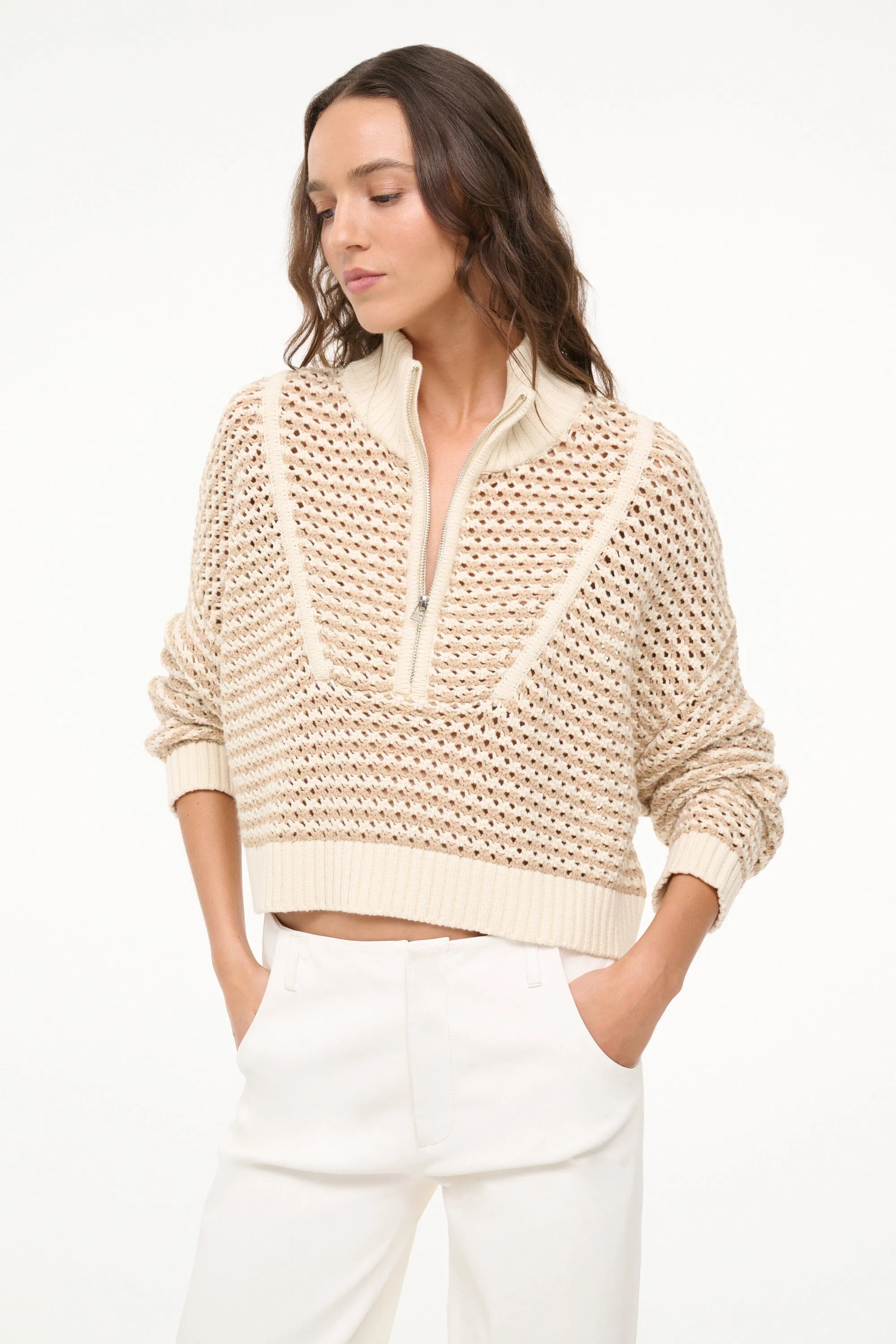 CROPPED HAMPTON SWEATER | BREEZE CREME sold by STAUD product image thumbnail 2