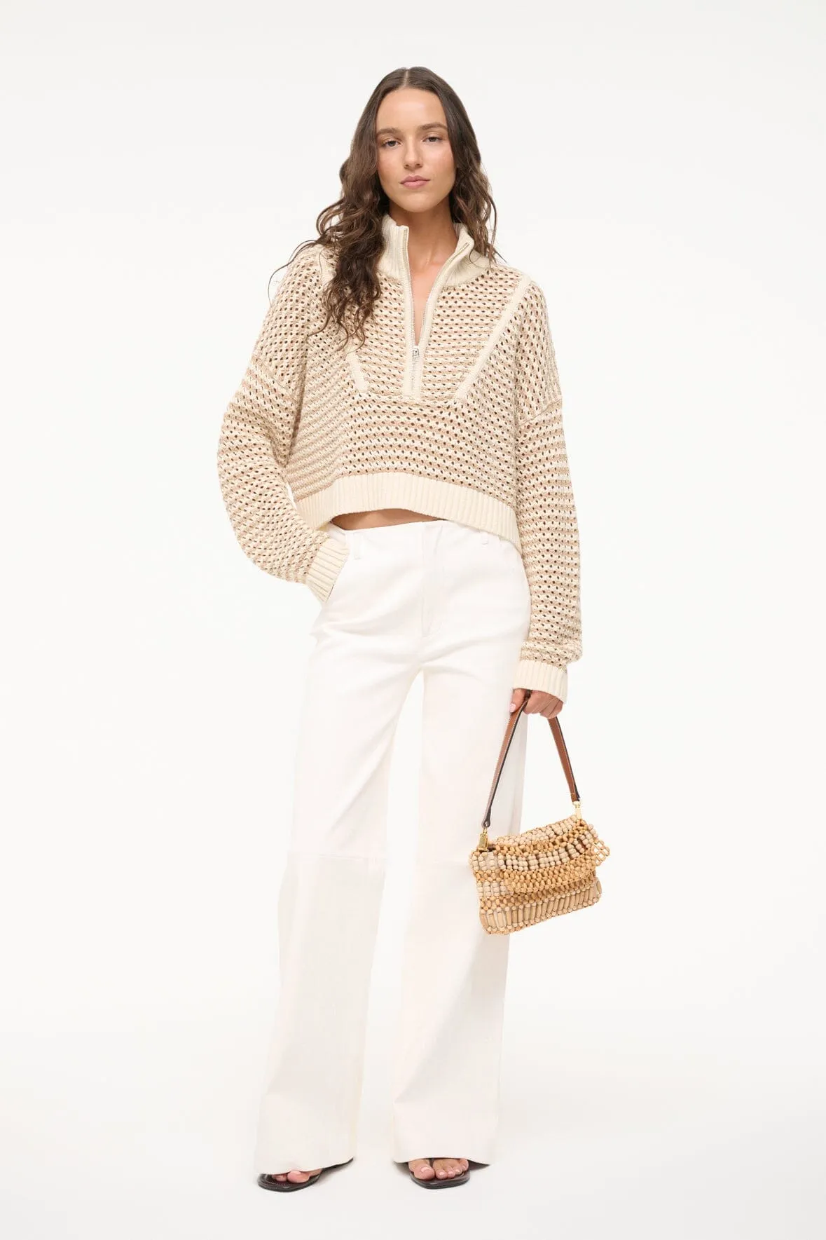 CROPPED HAMPTON SWEATER | BREEZE CREME sold by STAUD