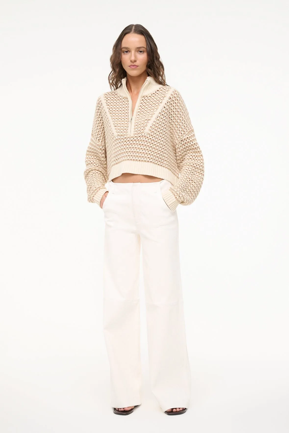CROPPED HAMPTON SWEATER | BREEZE CREME sold by STAUD product image thumbnail 3
