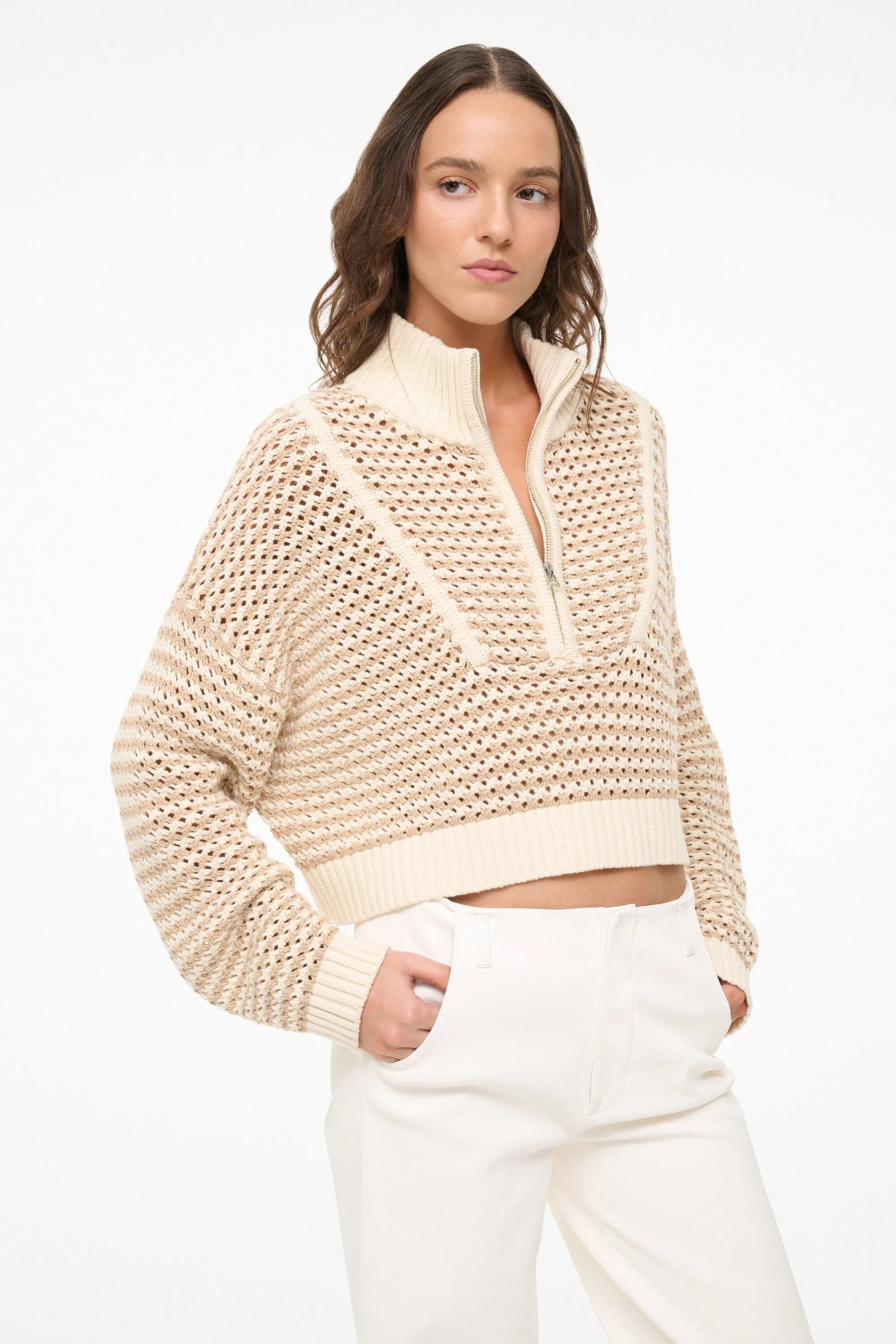 CROPPED HAMPTON SWEATER | BREEZE CREME sold by STAUD product image thumbnail 4