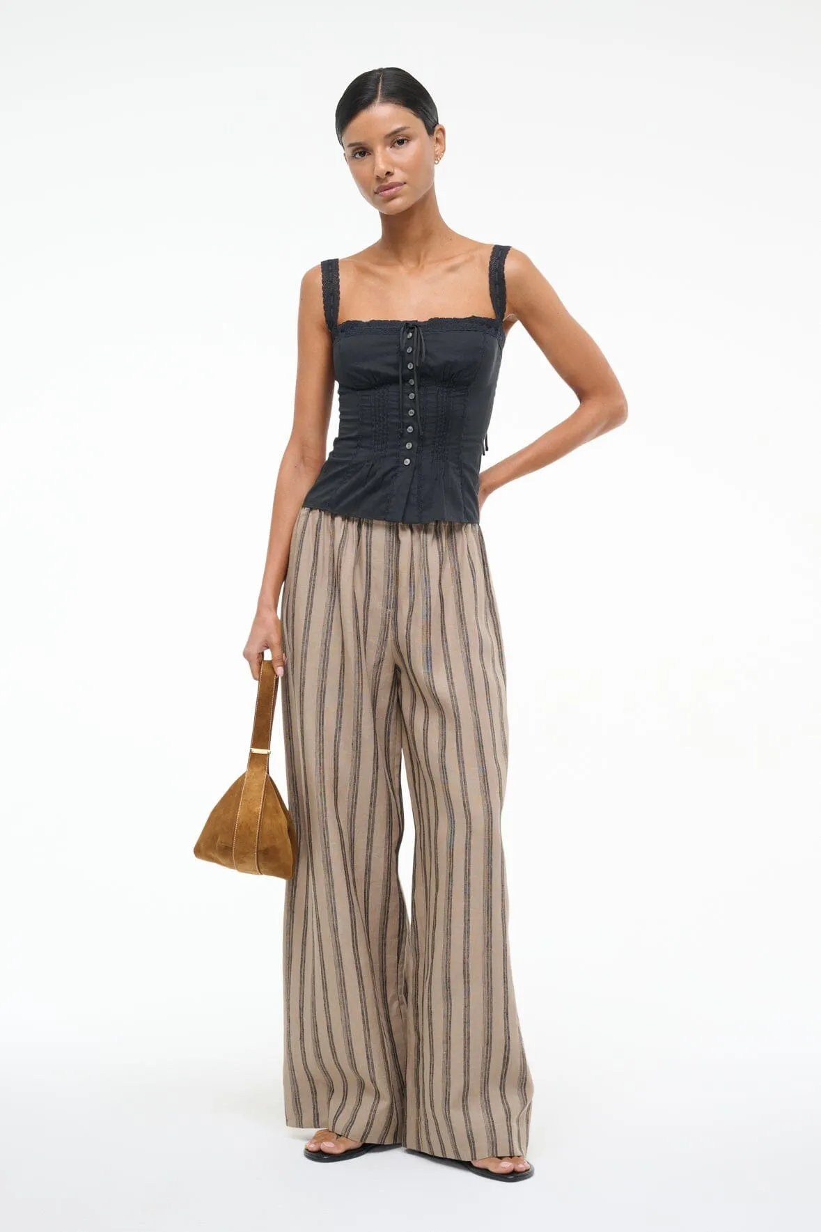 BONFIRE LINEN PANT | SAHARA STRIPE sold by STAUD