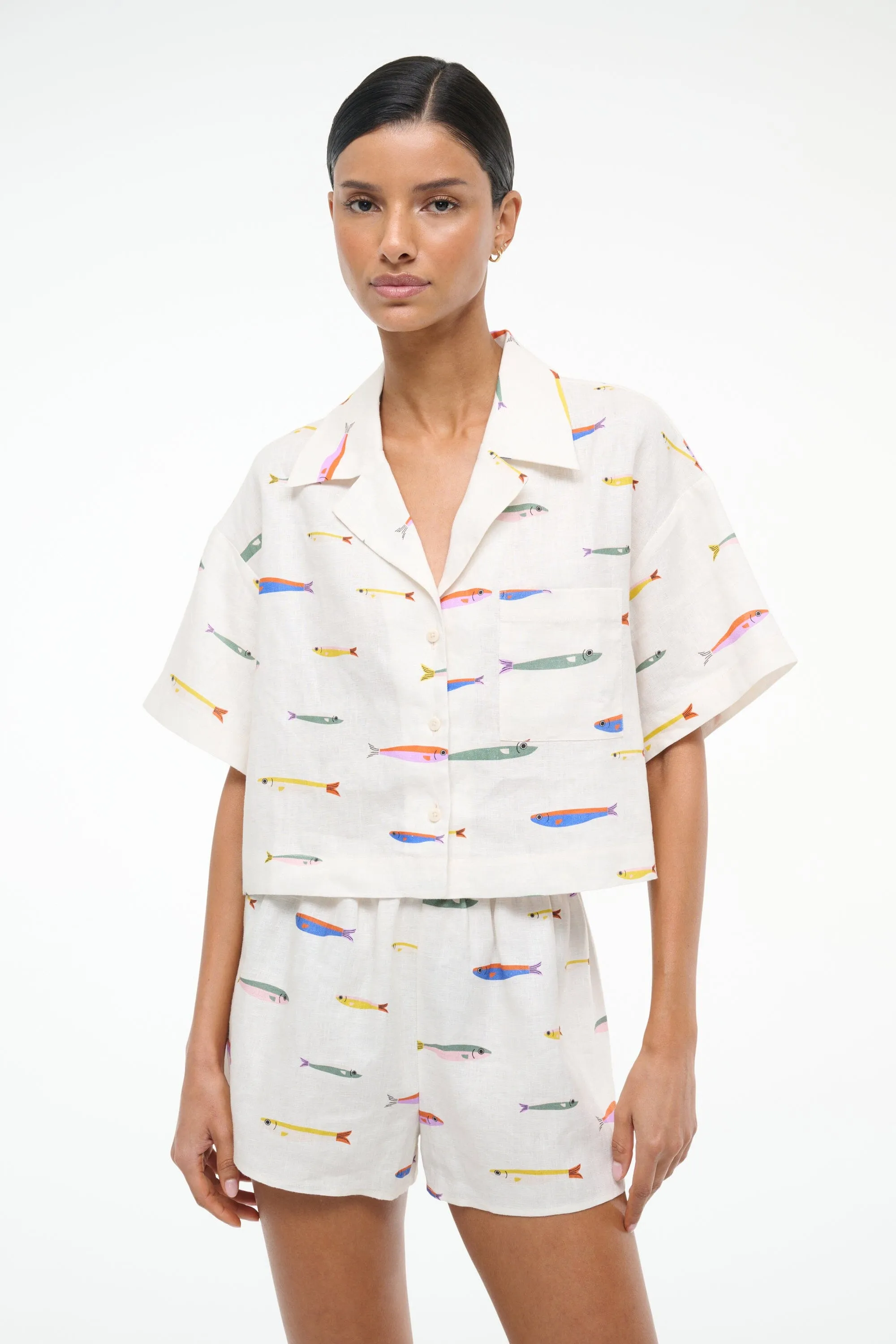 PADDLE LINEN SHORT | POP SARDINES IVORY sold by STAUD product image thumbnail 5