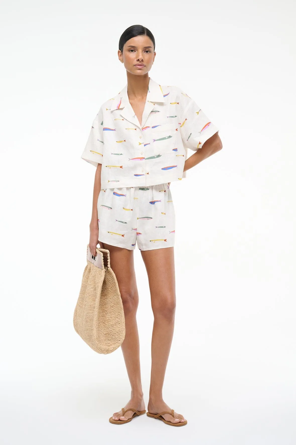 PADDLE LINEN SHORT | POP SARDINES IVORY sold by STAUD