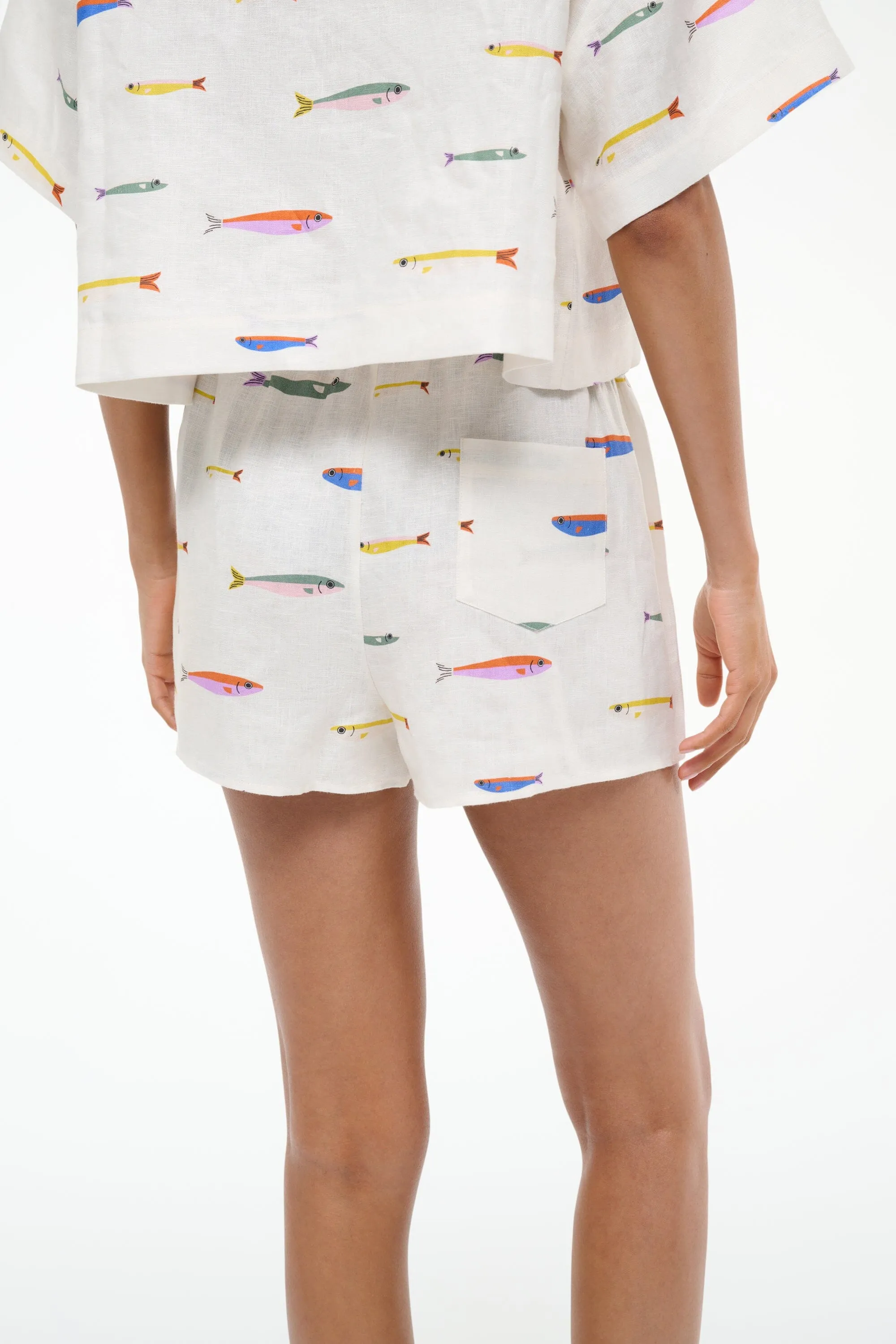 PADDLE LINEN SHORT | POP SARDINES IVORY sold by STAUD product image thumbnail 4