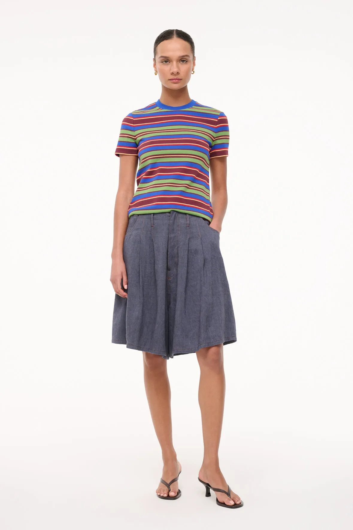 WEEKEND CREW TEE | SPECTRUM STRIPE sold by STAUD
