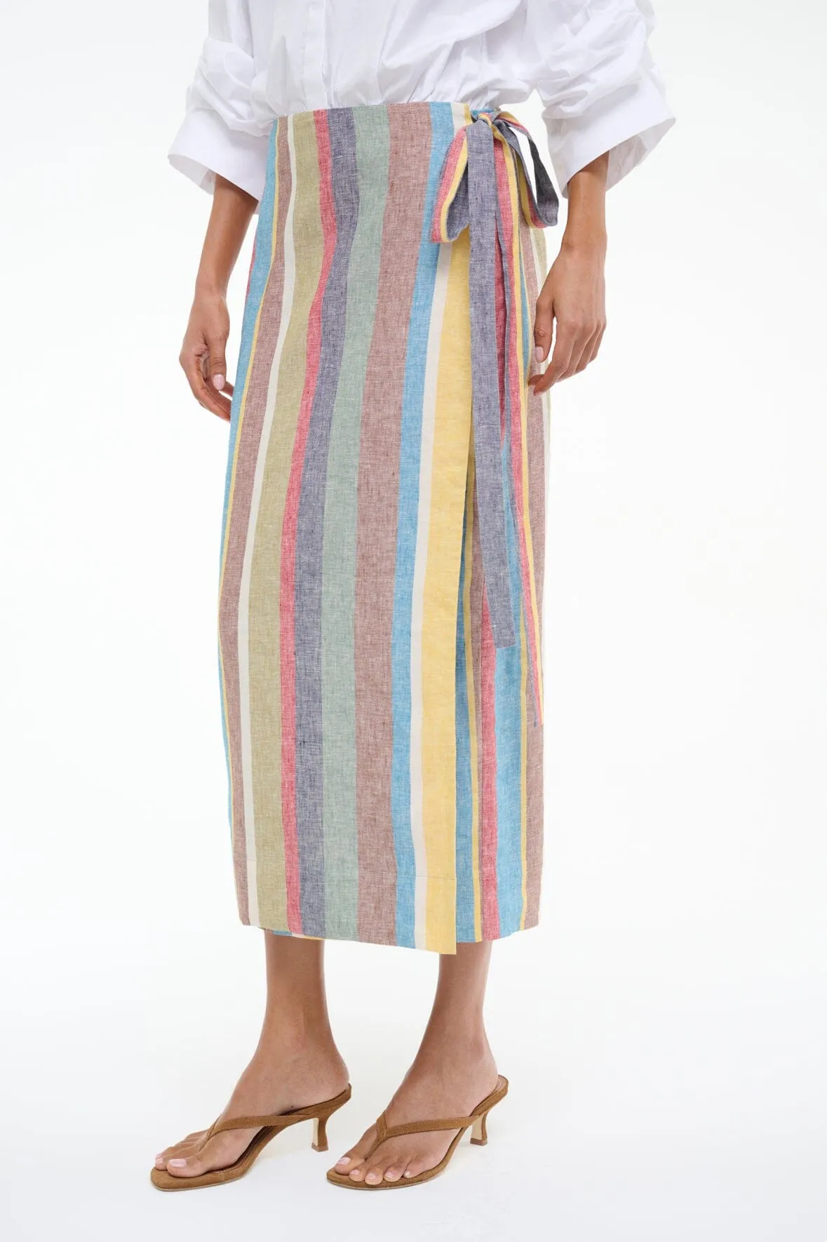 KAITLIN LINEN SKIRT | MARKET STRIPE sold by STAUD product image thumbnail 2