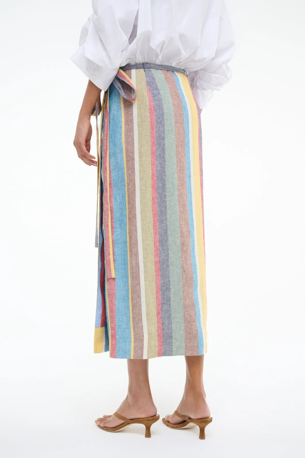 KAITLIN LINEN SKIRT | MARKET STRIPE sold by STAUD product image thumbnail 4