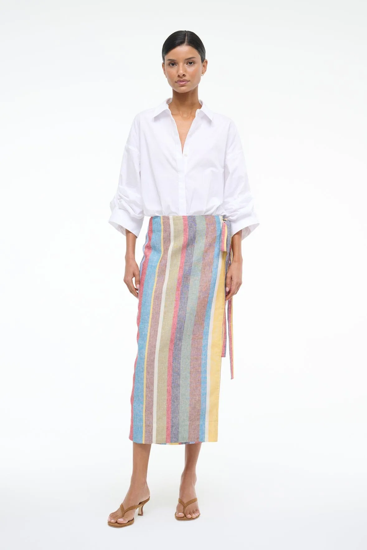 KAITLIN LINEN SKIRT | MARKET STRIPE sold by STAUD