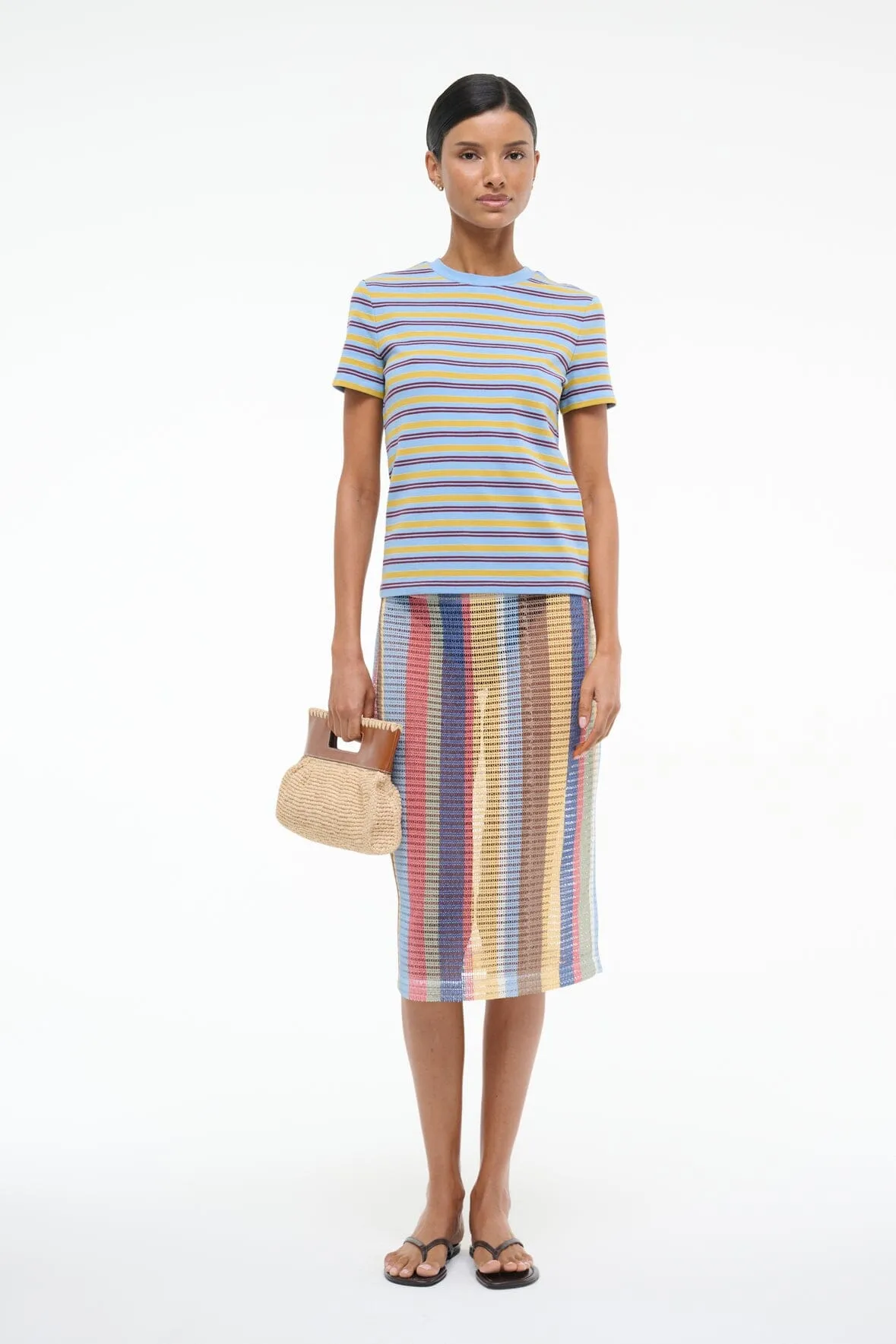 VIA SKIRT | MARKET STRIPE sold by STAUD