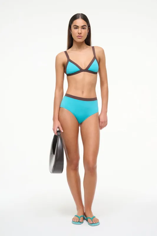 VENTURA BIKINI TOP | TEAL DARK CHOCOLATE sold by STAUD